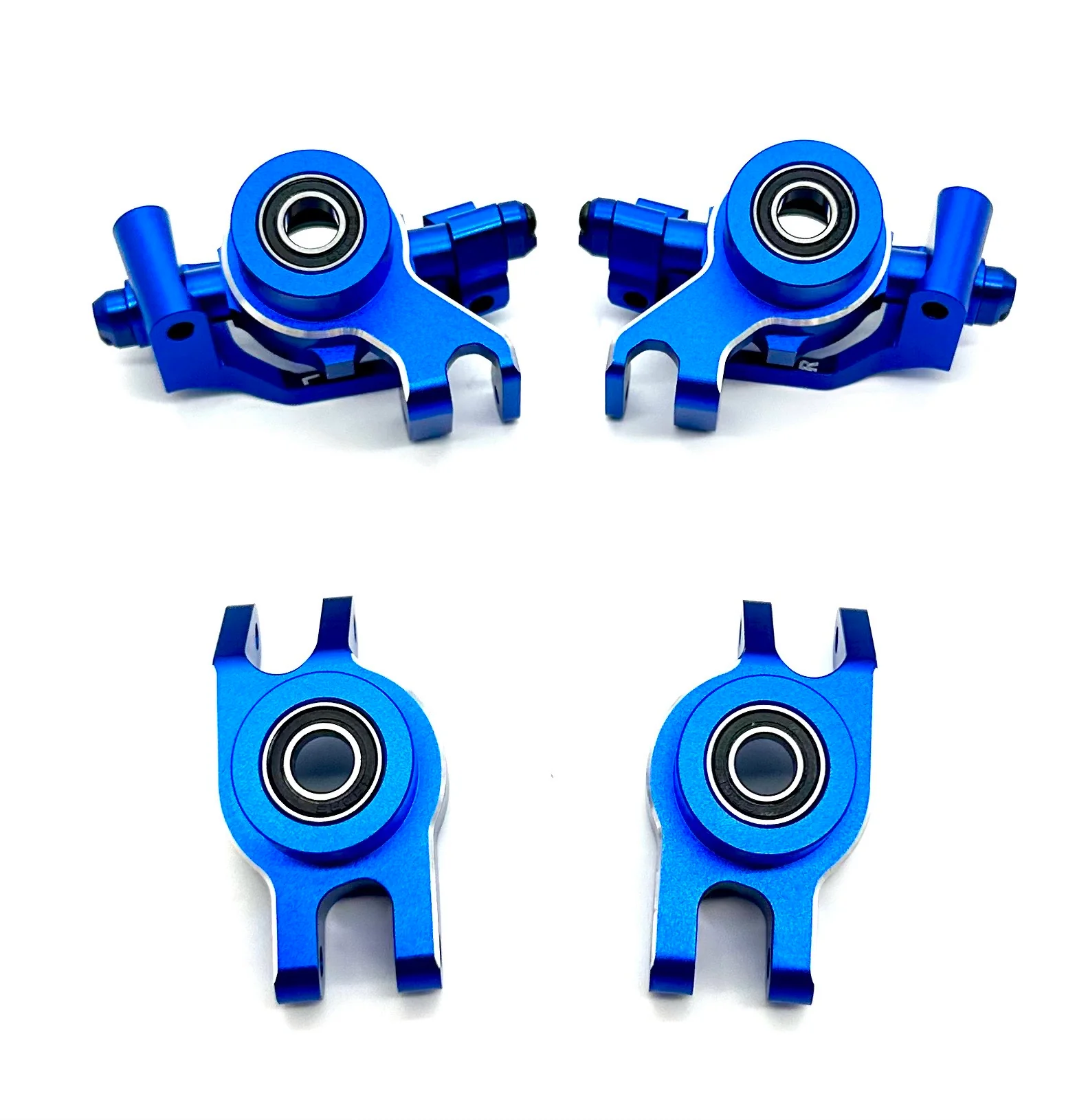 1/10 MAXX Ultimate Front/Rear Hub Blue Carriers Caster Steering Blocks 89087-4 - Image 2