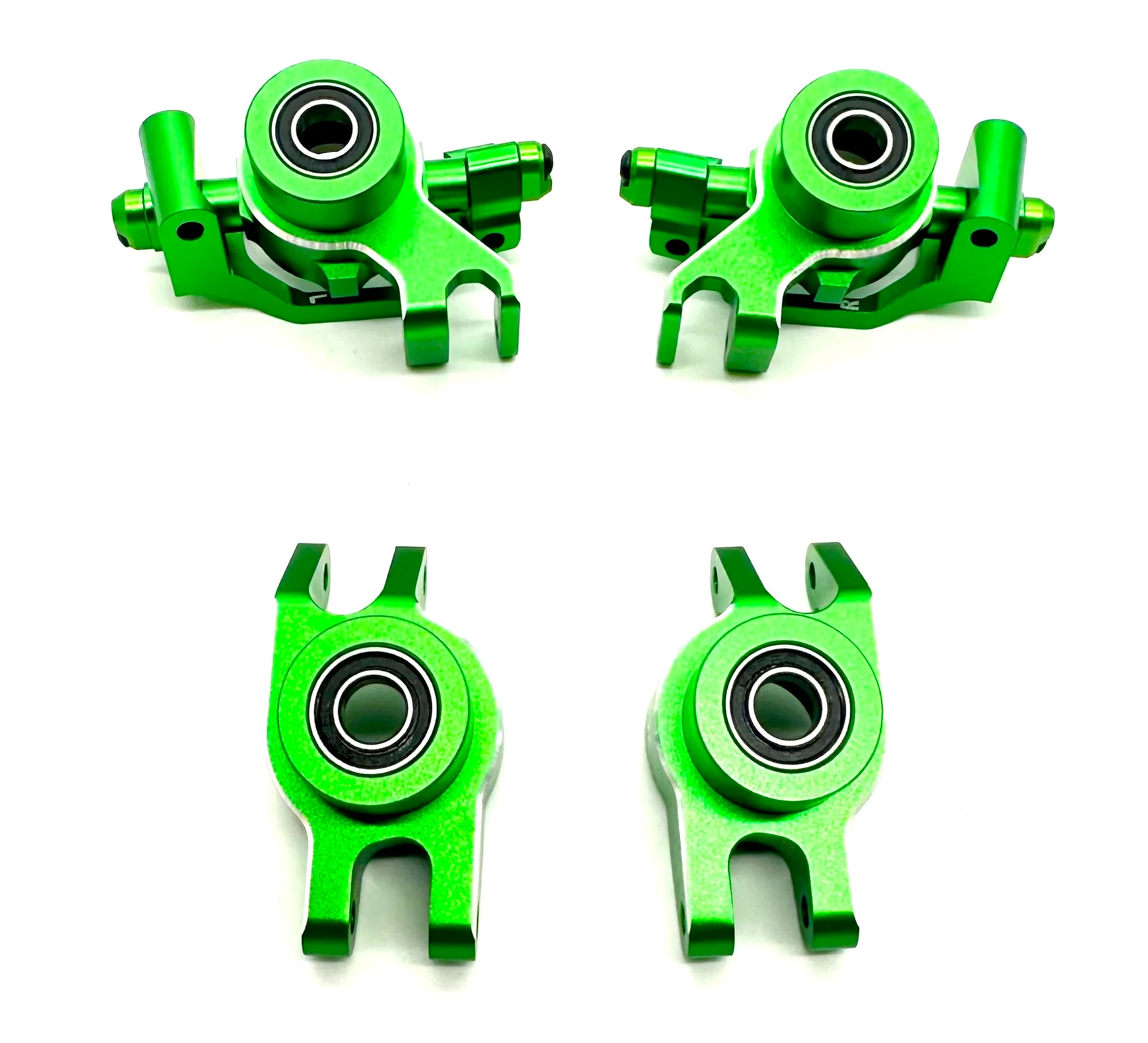 1/10 MAXX Ultimate Front/Rear Hub Green Carriers Caster Steering Blocks 89087-4 - Image 2