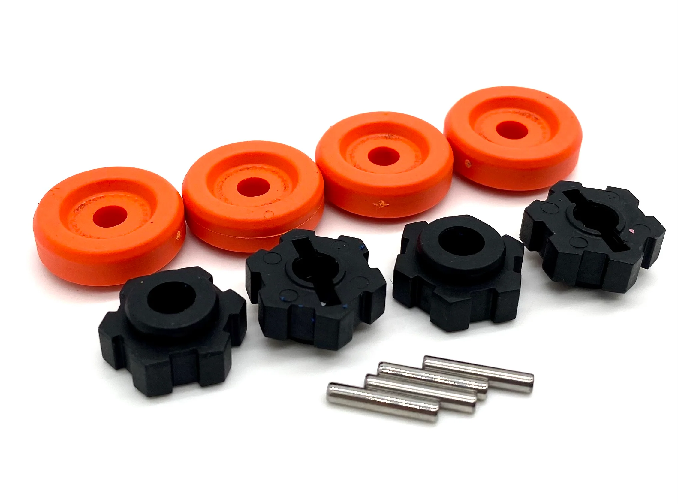 1/10 Wide-MAXX Wheel Hubs, (ORANGE washer) 17mm Splined, hex pins 89086-4