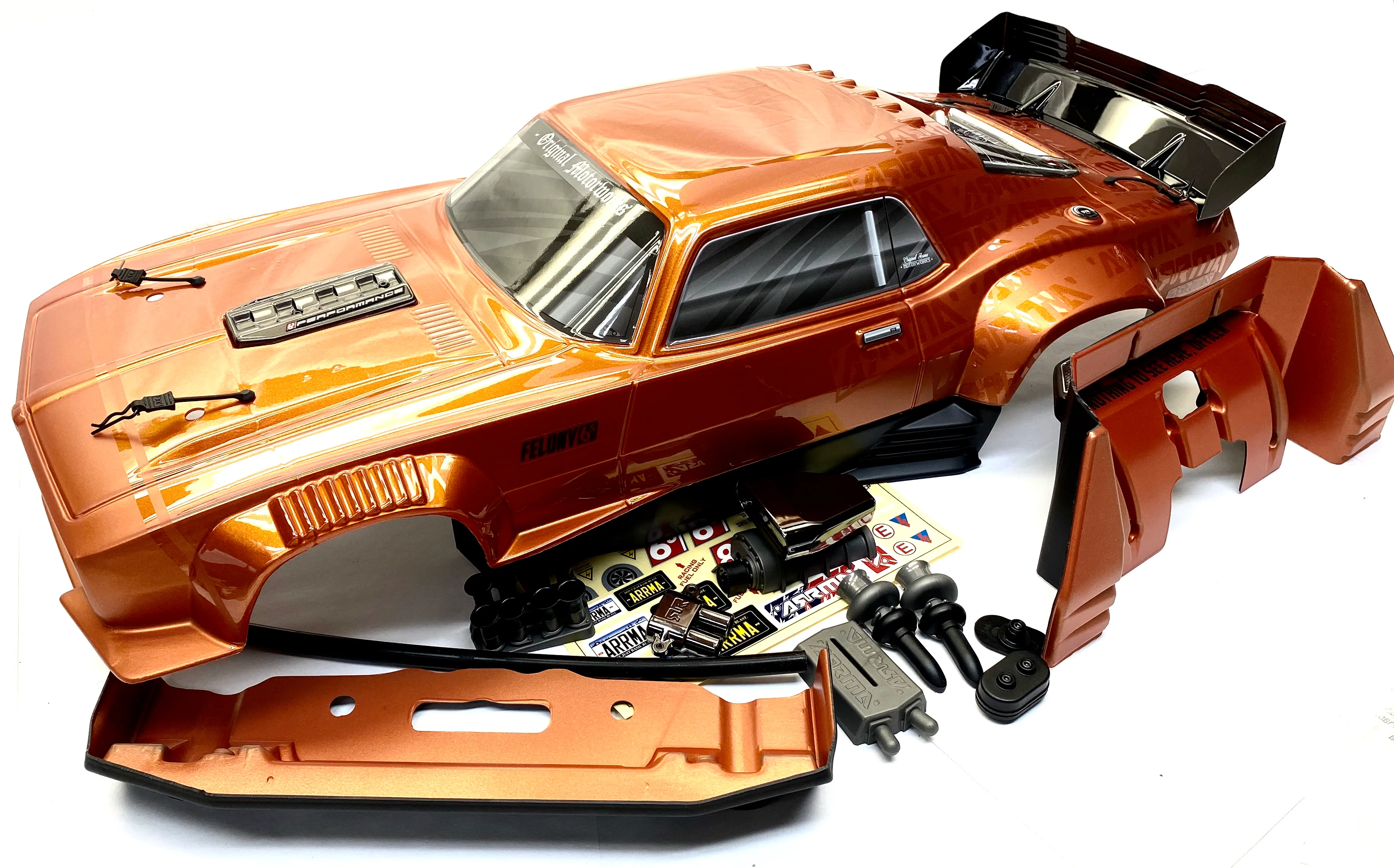 Arrma FELONY 6s - Body Shell (ORANGE Resto-Mod muscle Street Bash ARA7617V2 - Image 2