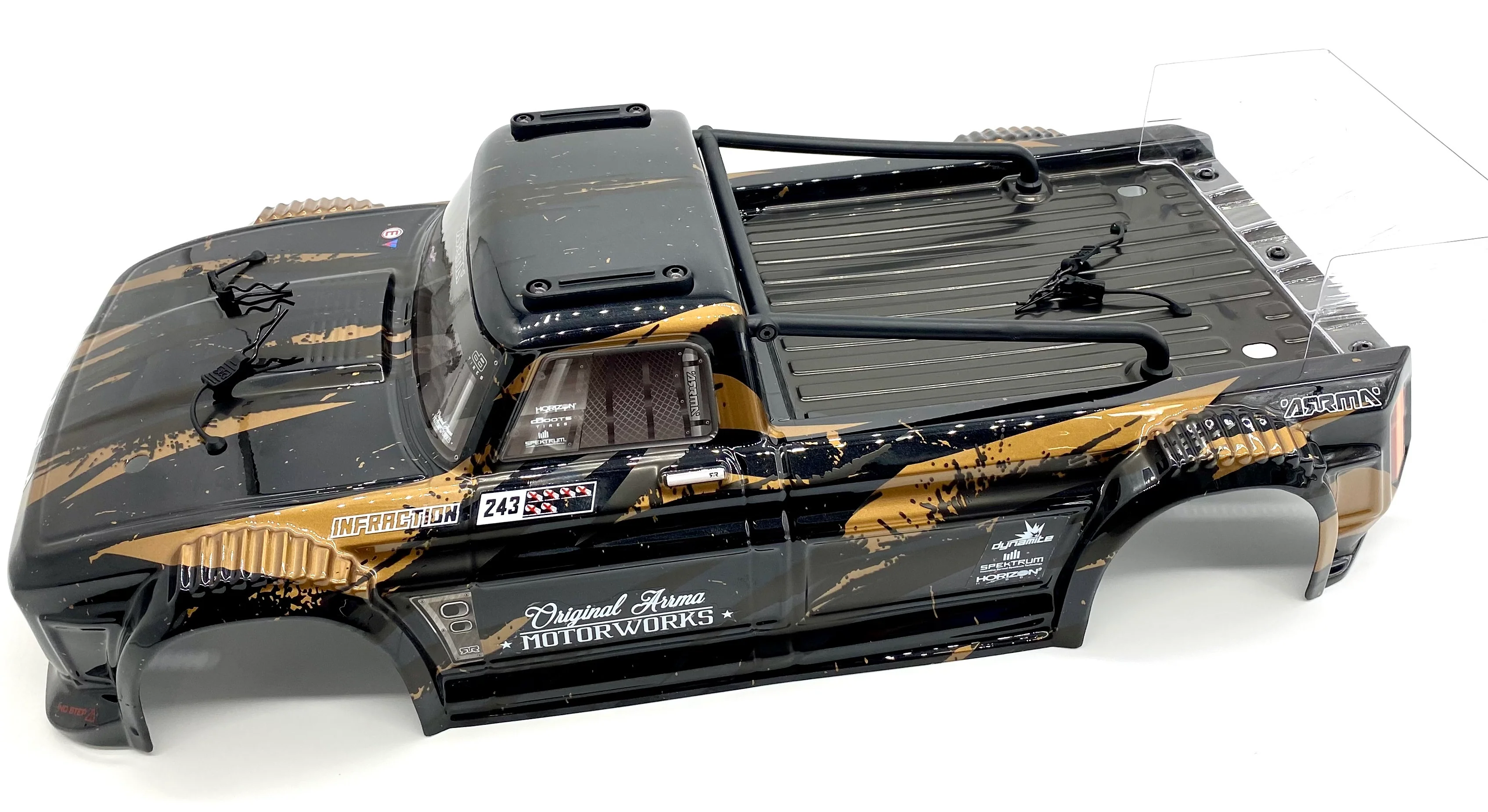 Arrma INFRACTION 4x4 3s BLX - Body Shell (BLACK/GOLD painted decaled trimmed ARA4315V3 - Image 2