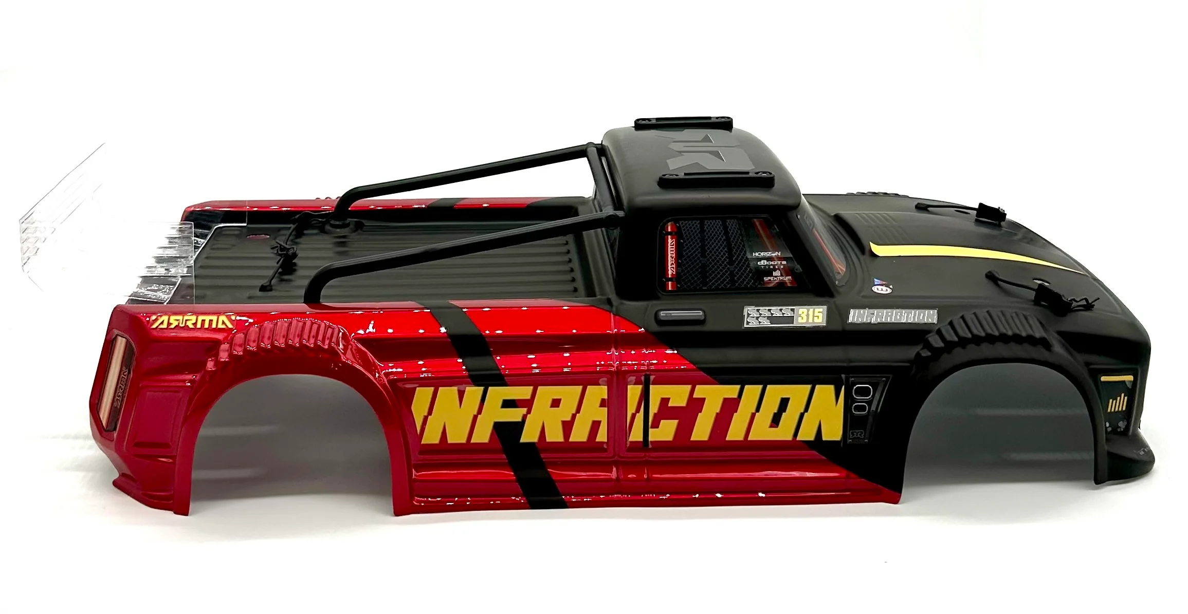 Arrma INFRACTION 4x4 223s BLX - Body Shell (Black/Red painted decaled trimmed ARA4315V4 - Image 4