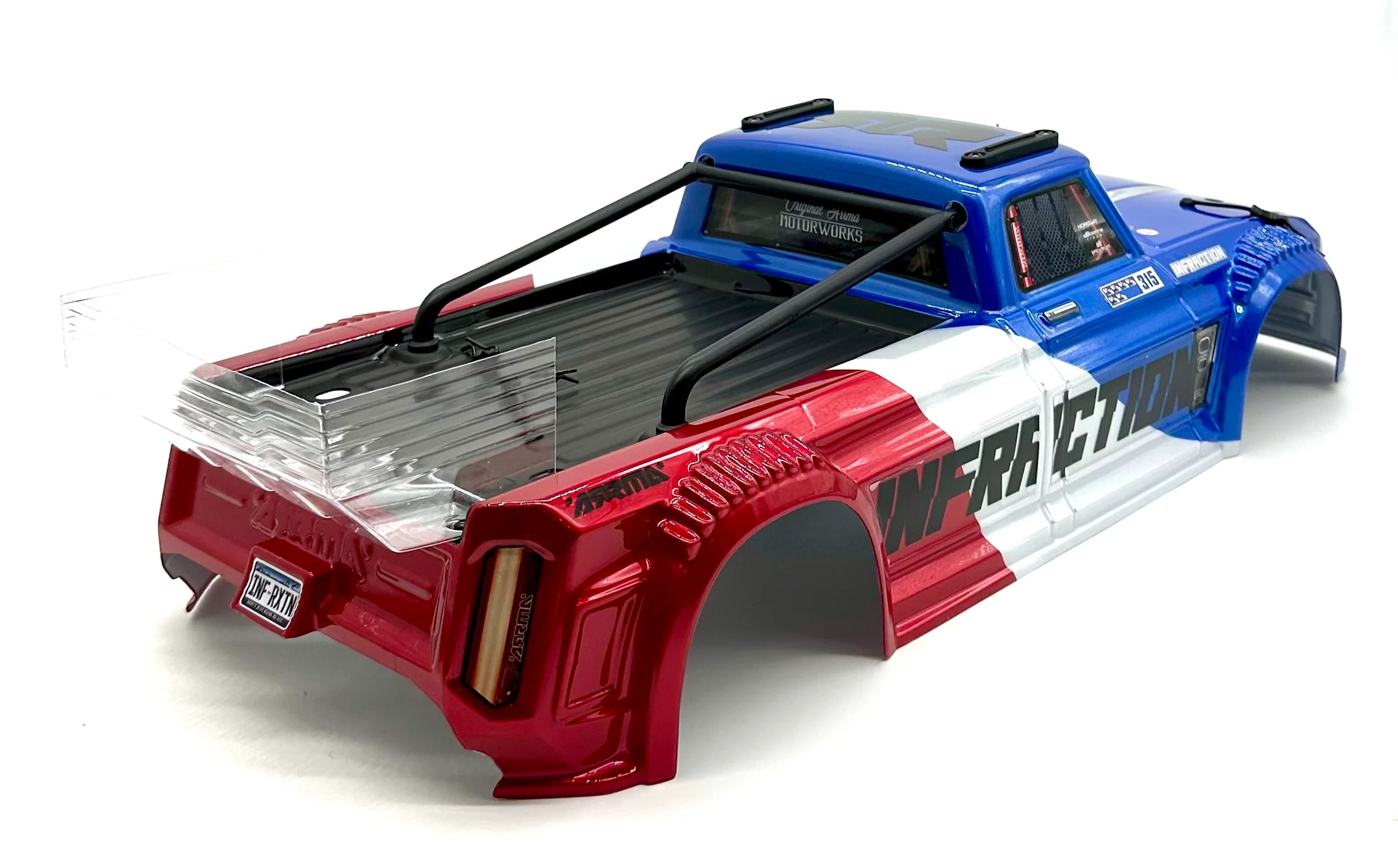 Arrma INFRACTION 4x4 223s BLX - Body Shell (Blue/Red painted decaled trimmed ARA4315V4 - Image 3