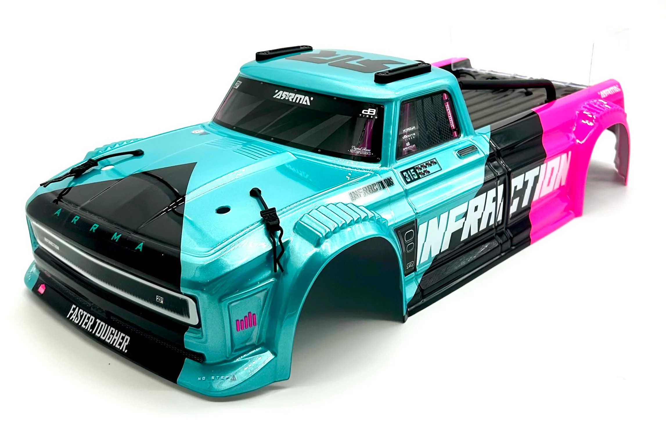 Arrma INFRACTION 4x4 223s BLX - Body Shell (Teal/Pink painted decaled trimmed ARA4315V4