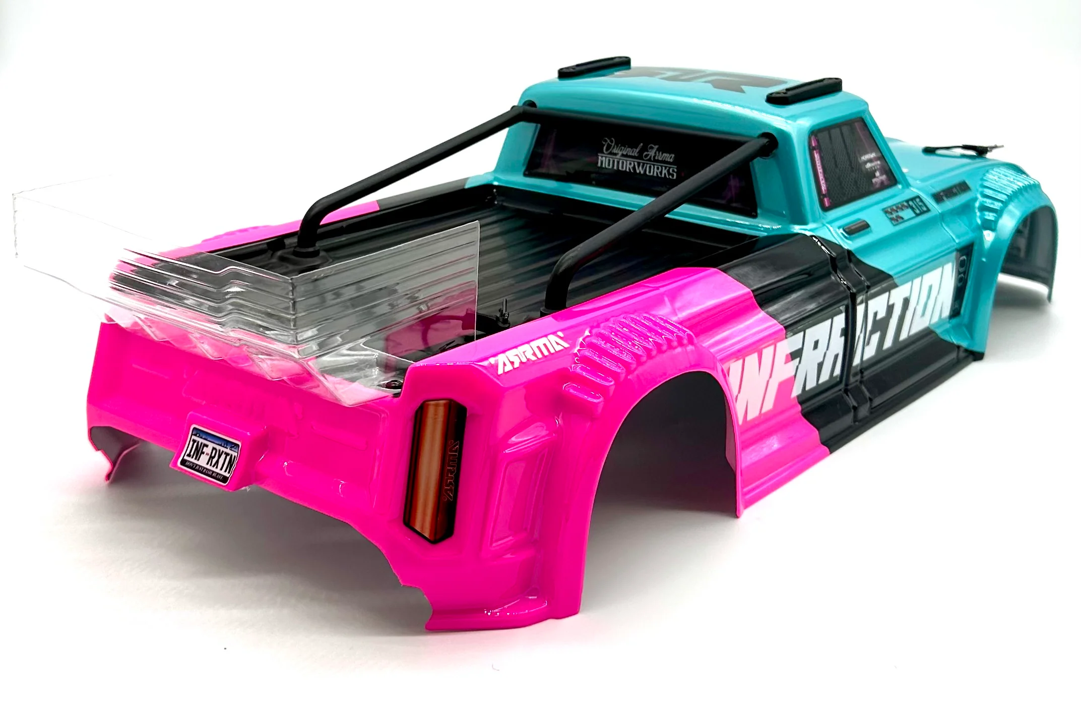 Arrma INFRACTION 4x4 223s BLX - Body Shell (Teal/Pink painted decaled trimmed ARA4315V4 - Image 3