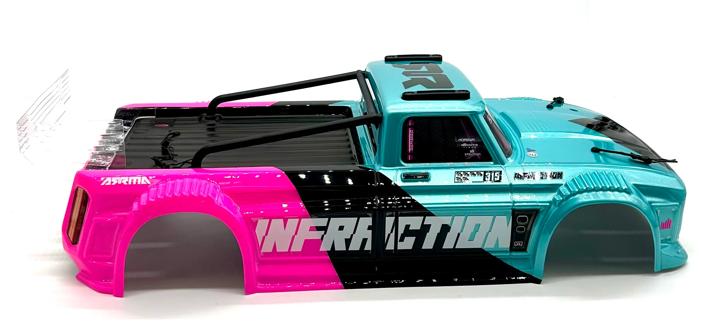 Arrma INFRACTION 4x4 223s BLX - Body Shell (Teal/Pink painted decaled trimmed ARA4315V4 - Image 4
