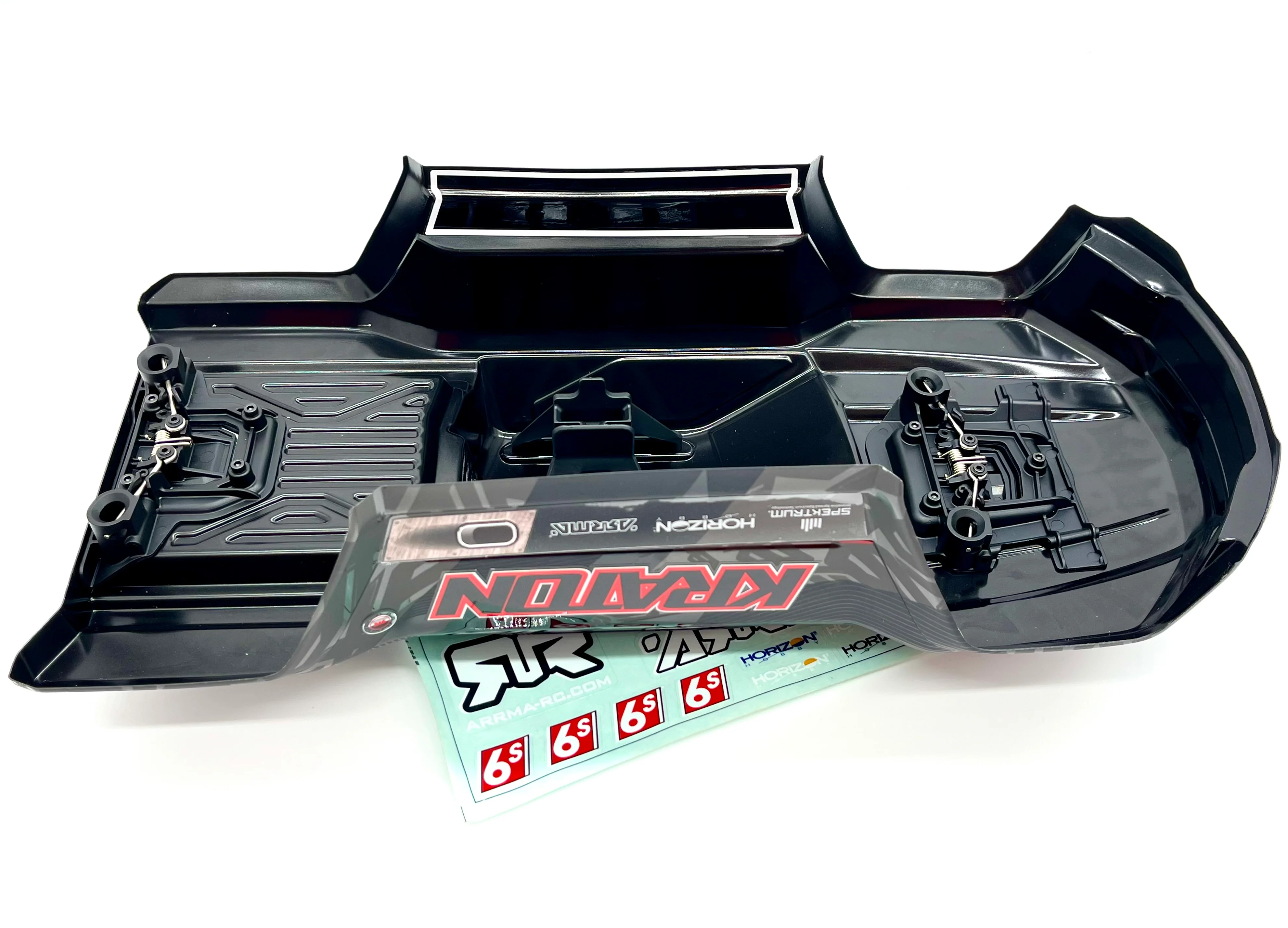 Arrma Kraton 6s EXB - BODY SHELL, Black/Red polycarbonate cover clipless ARA8708V6 - Image 2