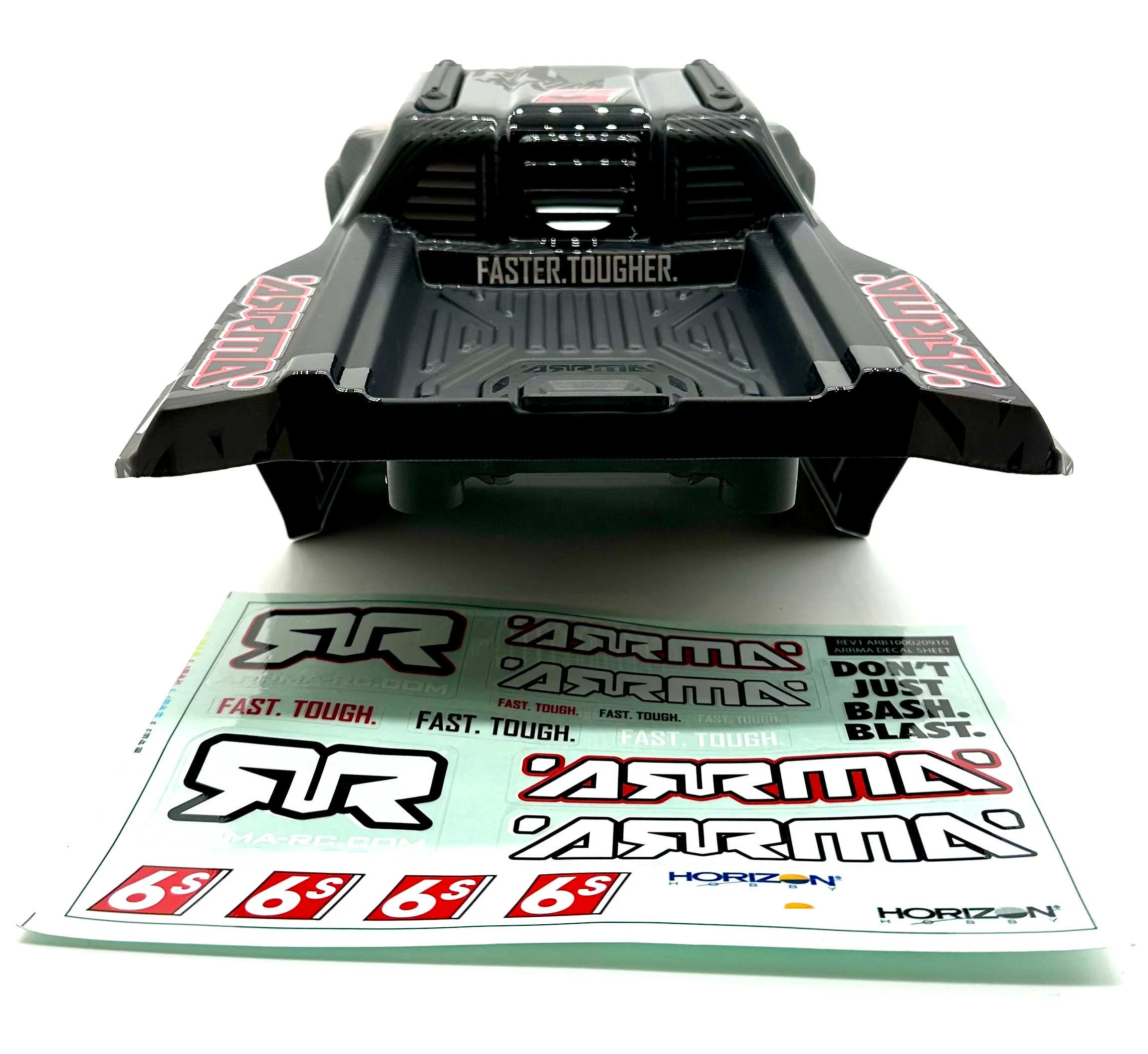 Arrma Kraton 6s EXB - BODY SHELL, Black/Red polycarbonate cover clipless ARA8708V6 - Image 6