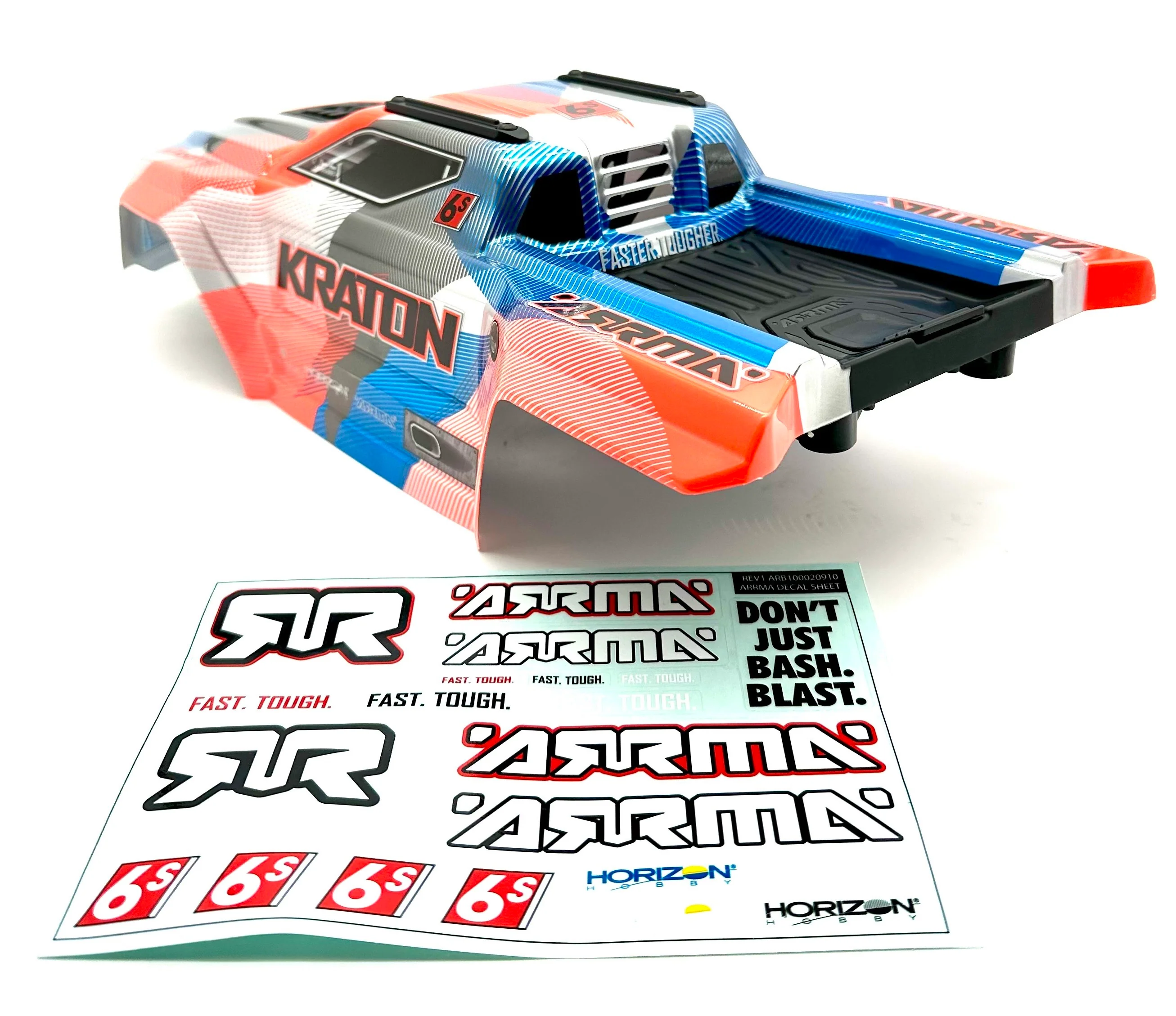 Arrma KRATON 6s V6 BLX - Body Shell (ORANGE Blue cover clipless assembly ARA8608V6 - Image 3