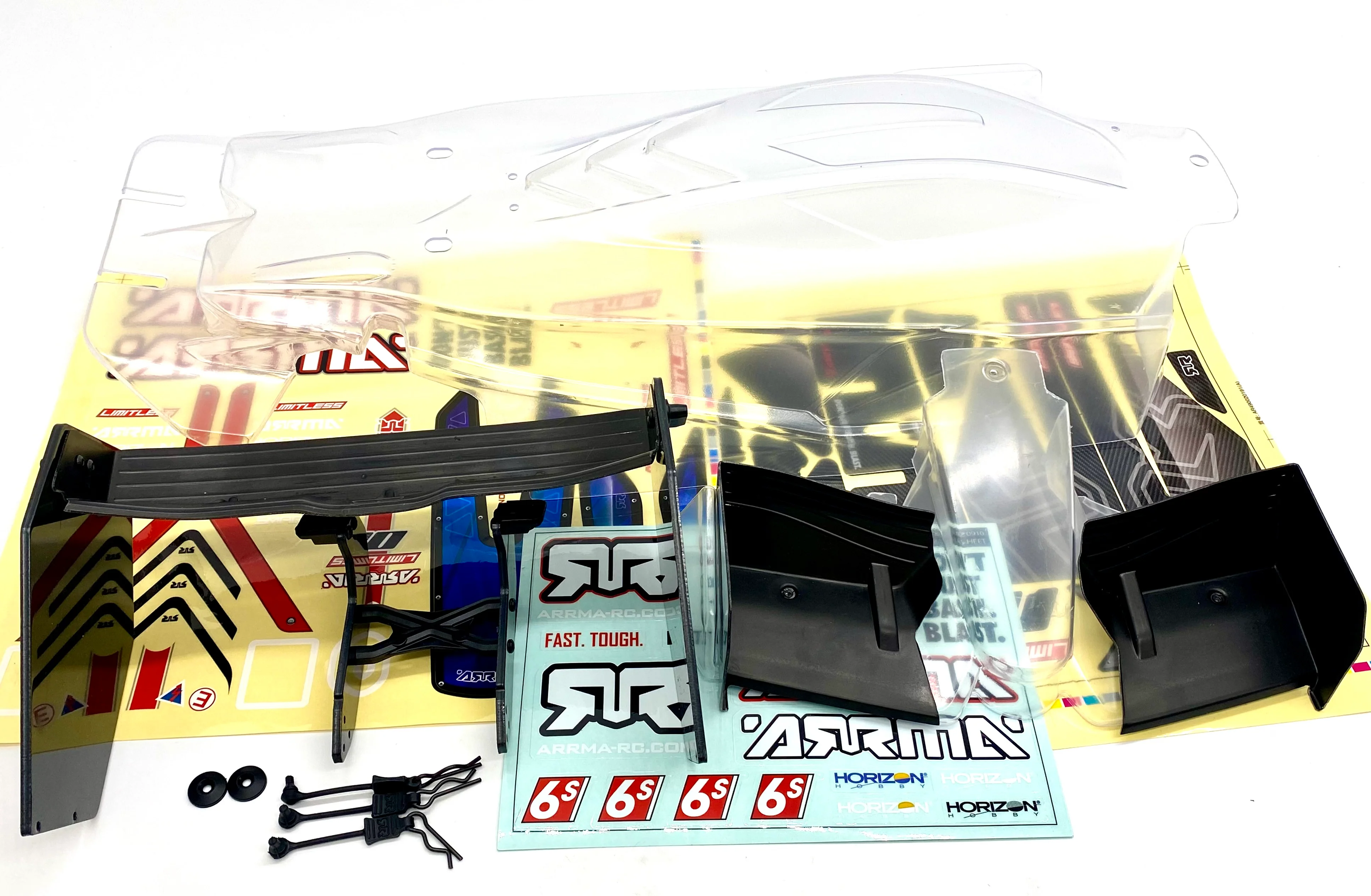 Arrma LIMITLESS v2 6s - Body Shell, wing set mount spoiler decals (Clear ARA7116V2 - Image 3