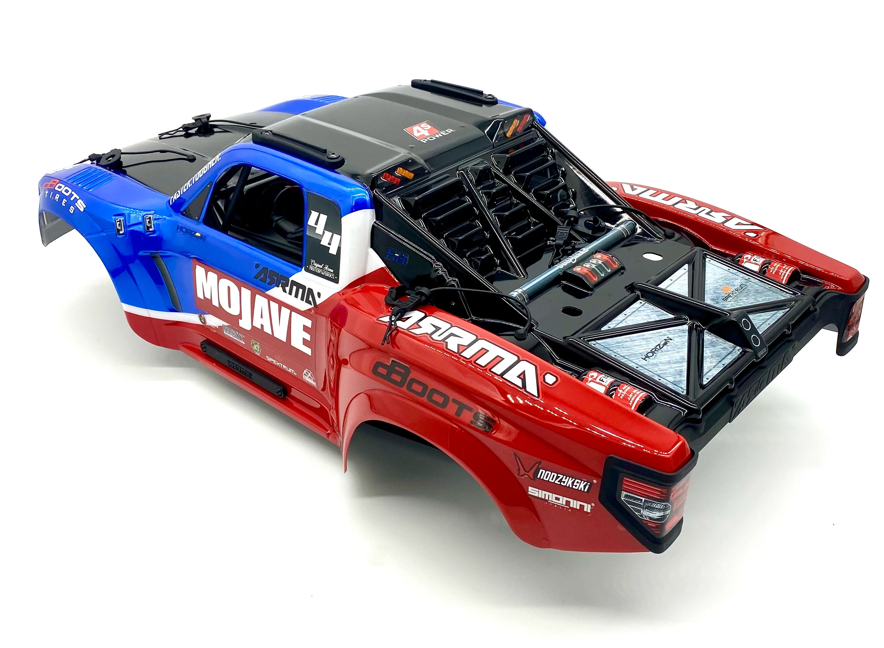 Arrma Mojave 4s 4x4 - Body Shell BLUE/RED w/interior, cage and clips ARA4404 - Image 4