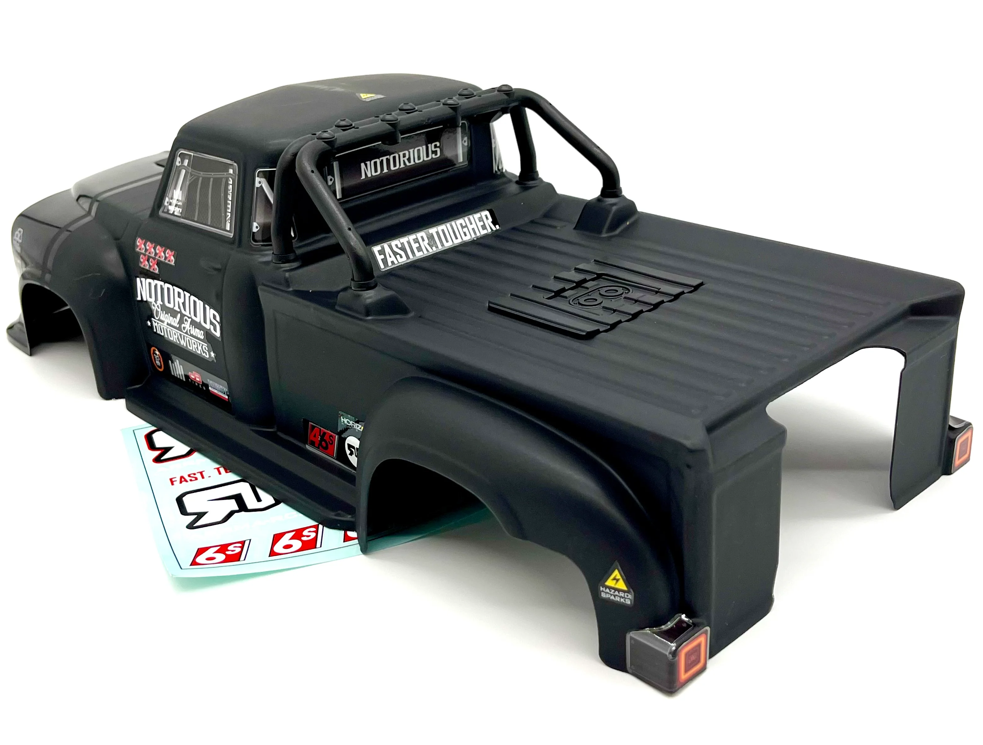 Arrma NOTORIOUS 6s V6 BLX - Body Shell (BLACK polycarbonate outcast cover ARA8611V6 - Image 3