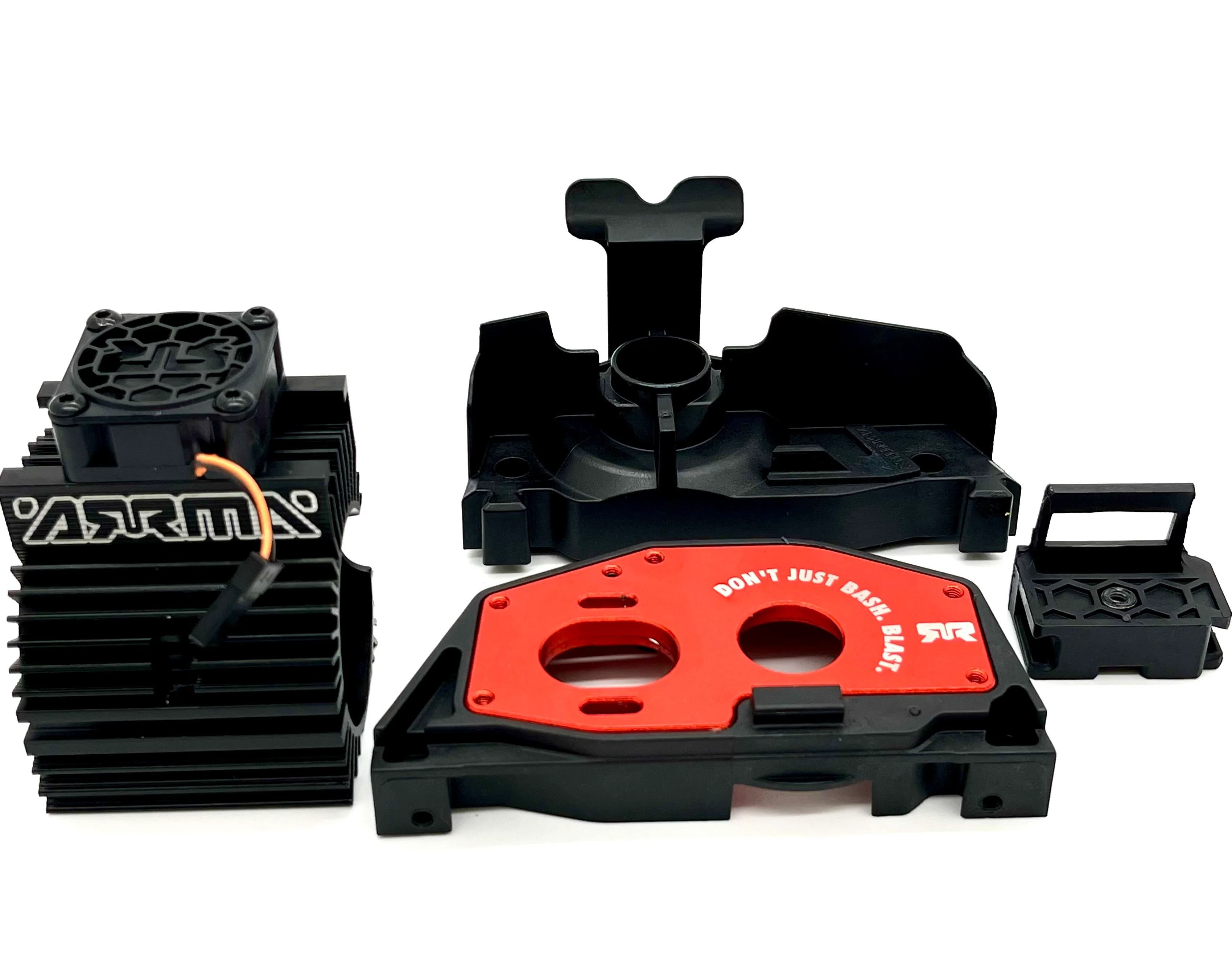 Arrma OUTCAST 4s 4x4 - Aluminum Motor Mount Set, T3/T4 heatsink, fan ARA4410V2