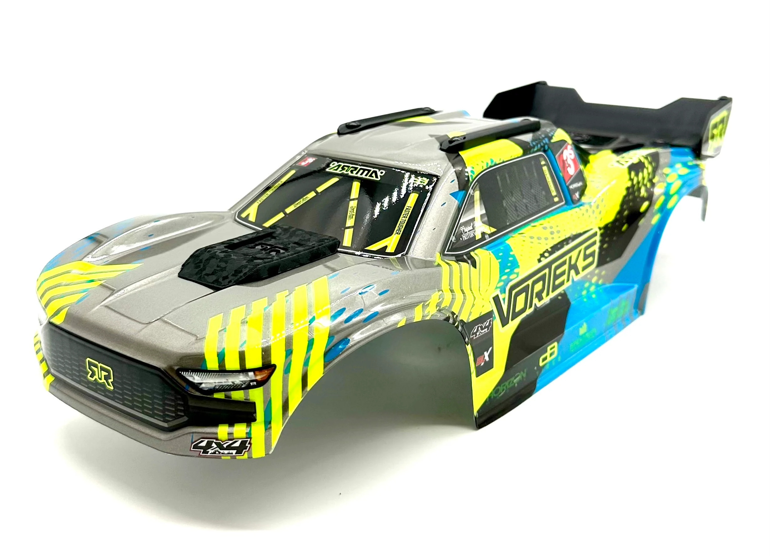 Arrma Vorteks 4x4 223s - Body Shell (Teal Yellow painted clipless ARA4305V4 - Image 3