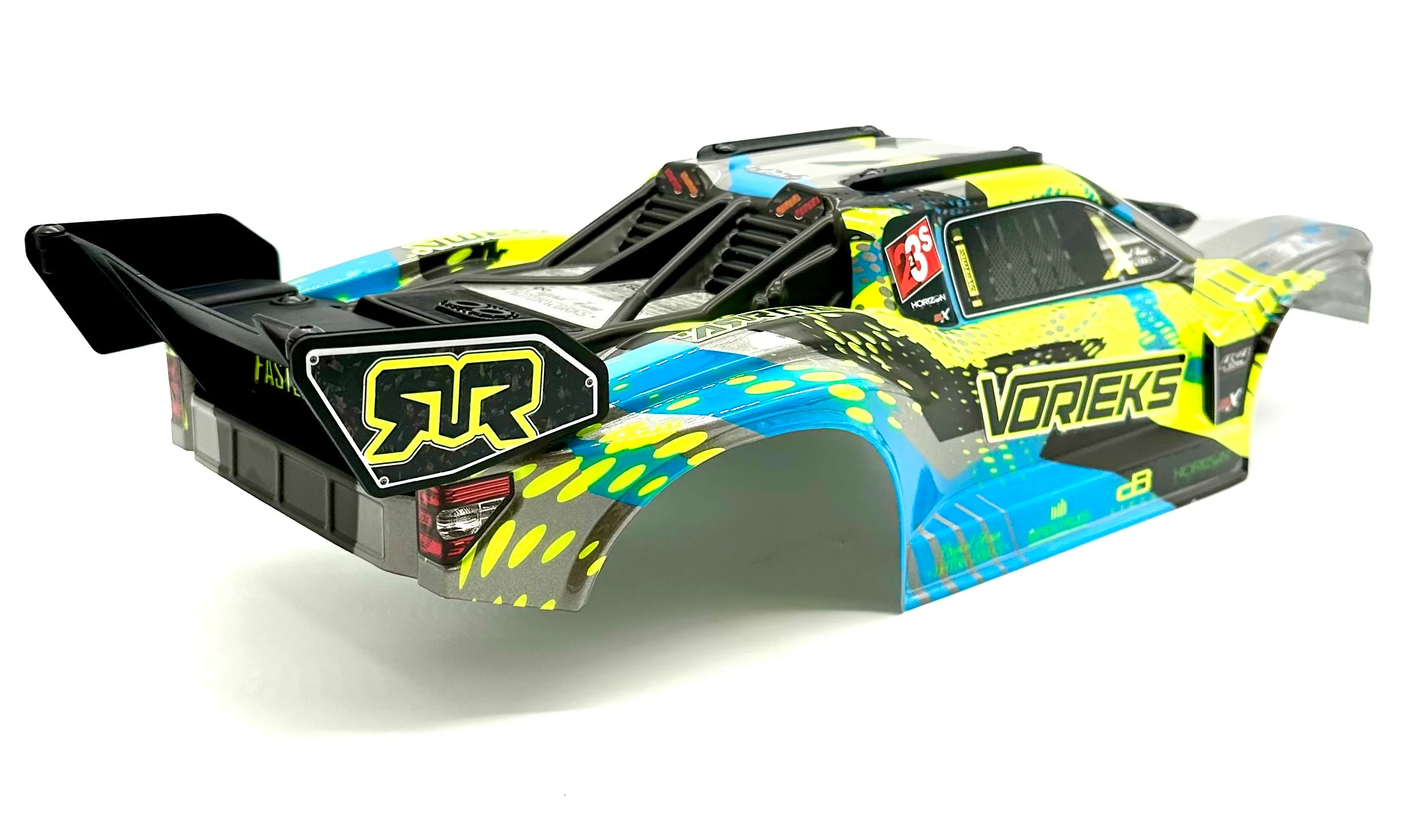 Arrma Vorteks 4x4 223s - Body Shell (Teal Yellow painted clipless ARA4305V4 - Image 5