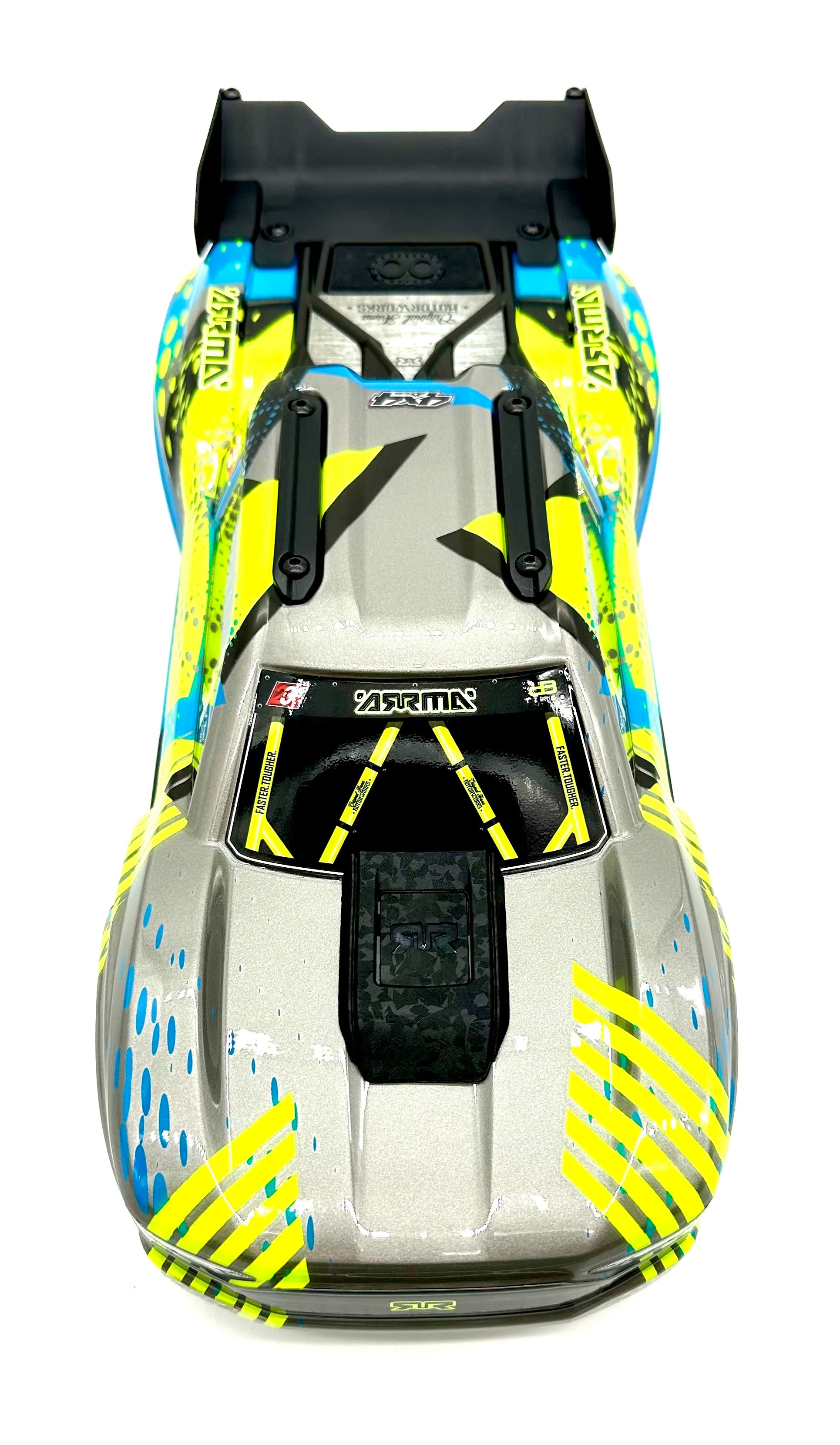 Arrma Vorteks 4x4 223s - Body Shell (Teal Yellow painted clipless ARA4305V4 - Image 6