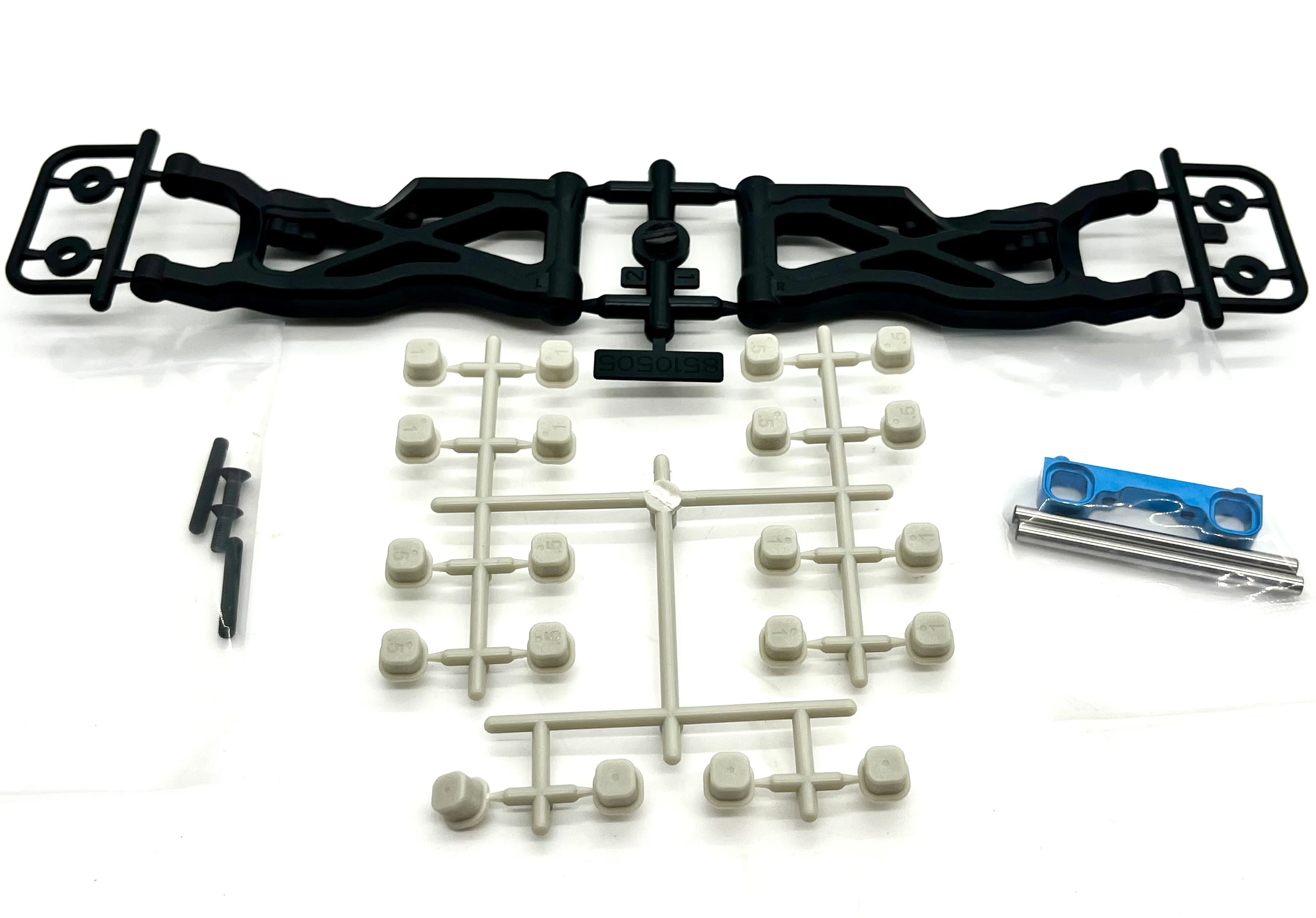 Associated RC10B7D BAG 4 - REAR END ASSEMBLY, arm mount and hingepins ASC90042