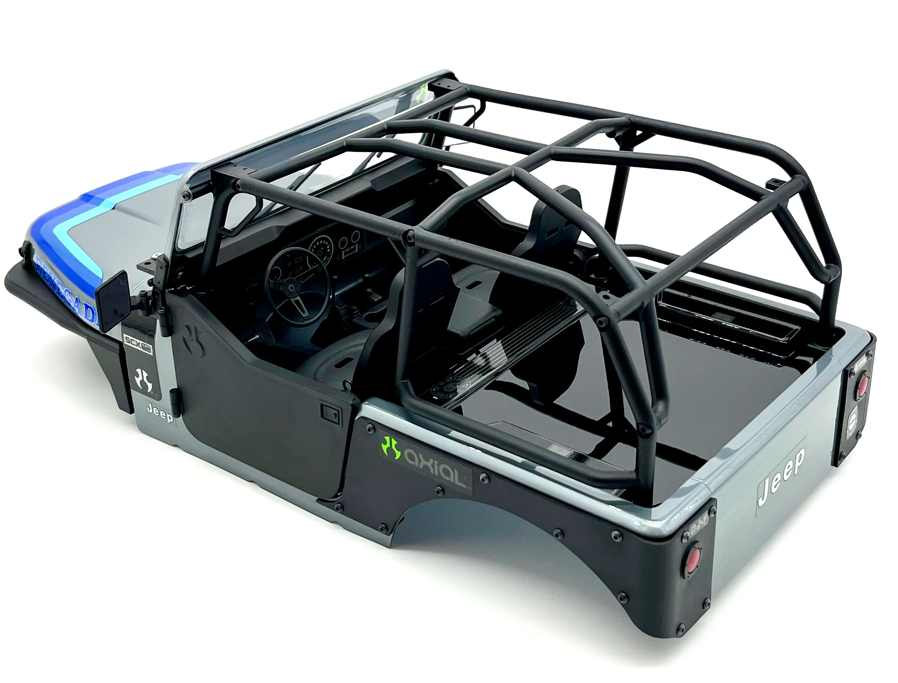Axial SCX-10 III CJ-7 BODY, w/Interior, rollcage, lights (GREY) AXI03008 - Image 3