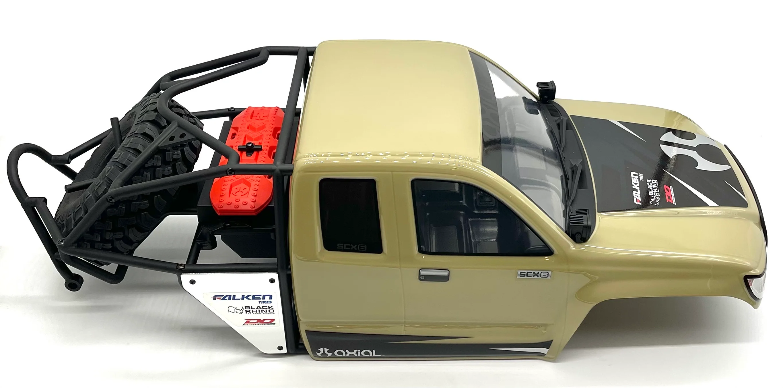 Axial SCX6 Trail Honcho BODY, w/ Interior, rollcage, spare tire and rack (Beige) AXI05001 - Image 4