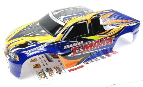 CLASSIC T-maxx 2.5 BODY shell (BLUE, Orange w/ Decals Prographix 49104