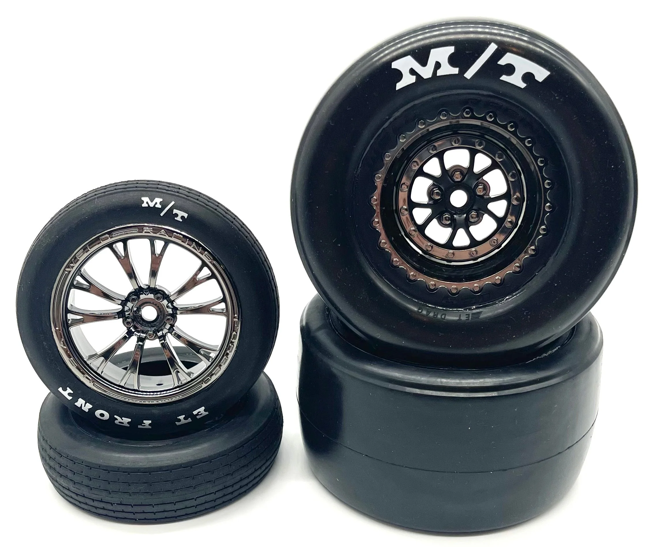 DRAG MUSTANG - TIRES & WHEELS (front and rear 9474X 9475X glued Tyres Traxxas 94046-4