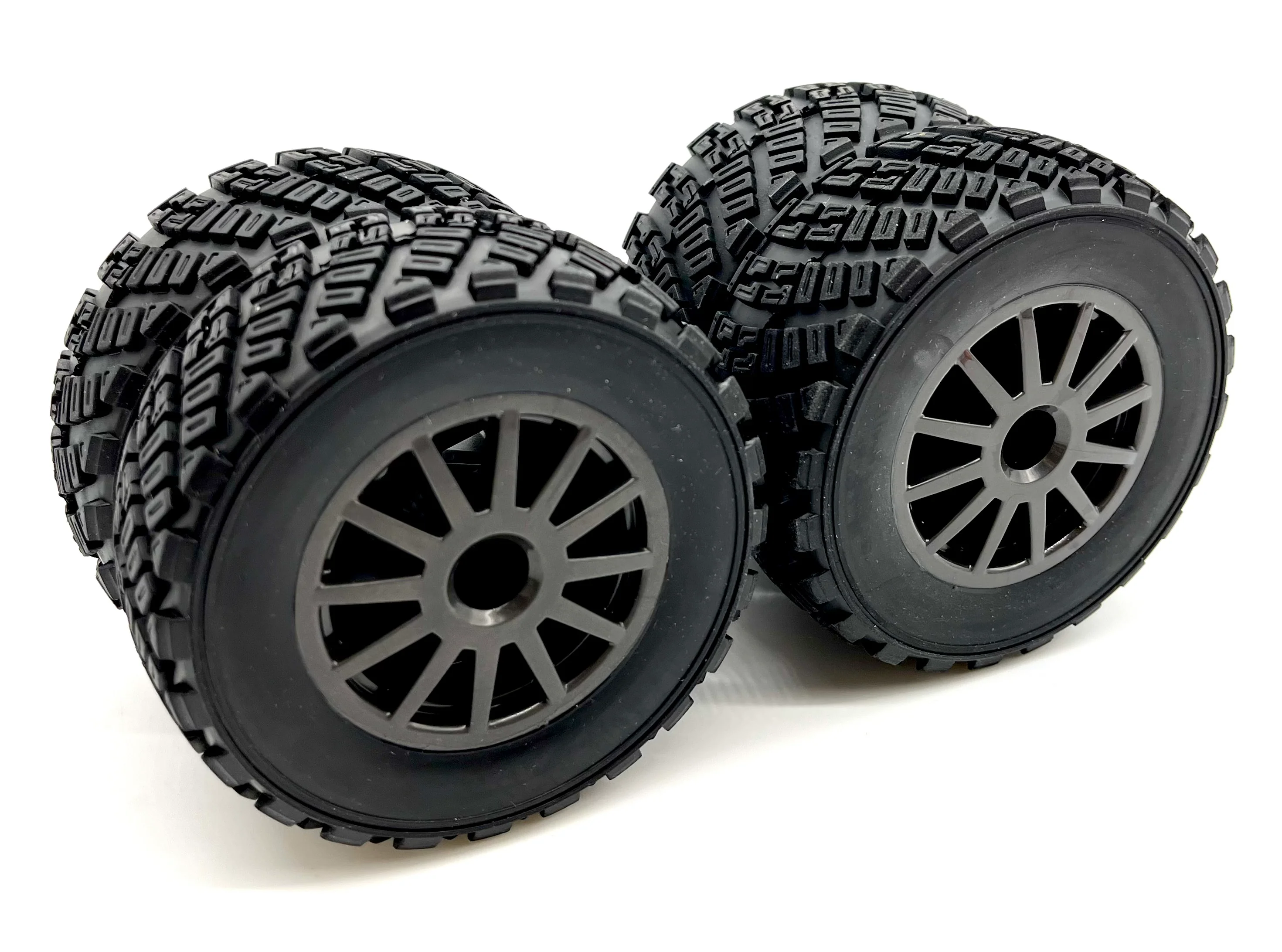 Fiesta 4x4 VXL TIRES & WHEELS (4) gravel pattern, black wheels Traxxas 74276-4 - Image 3