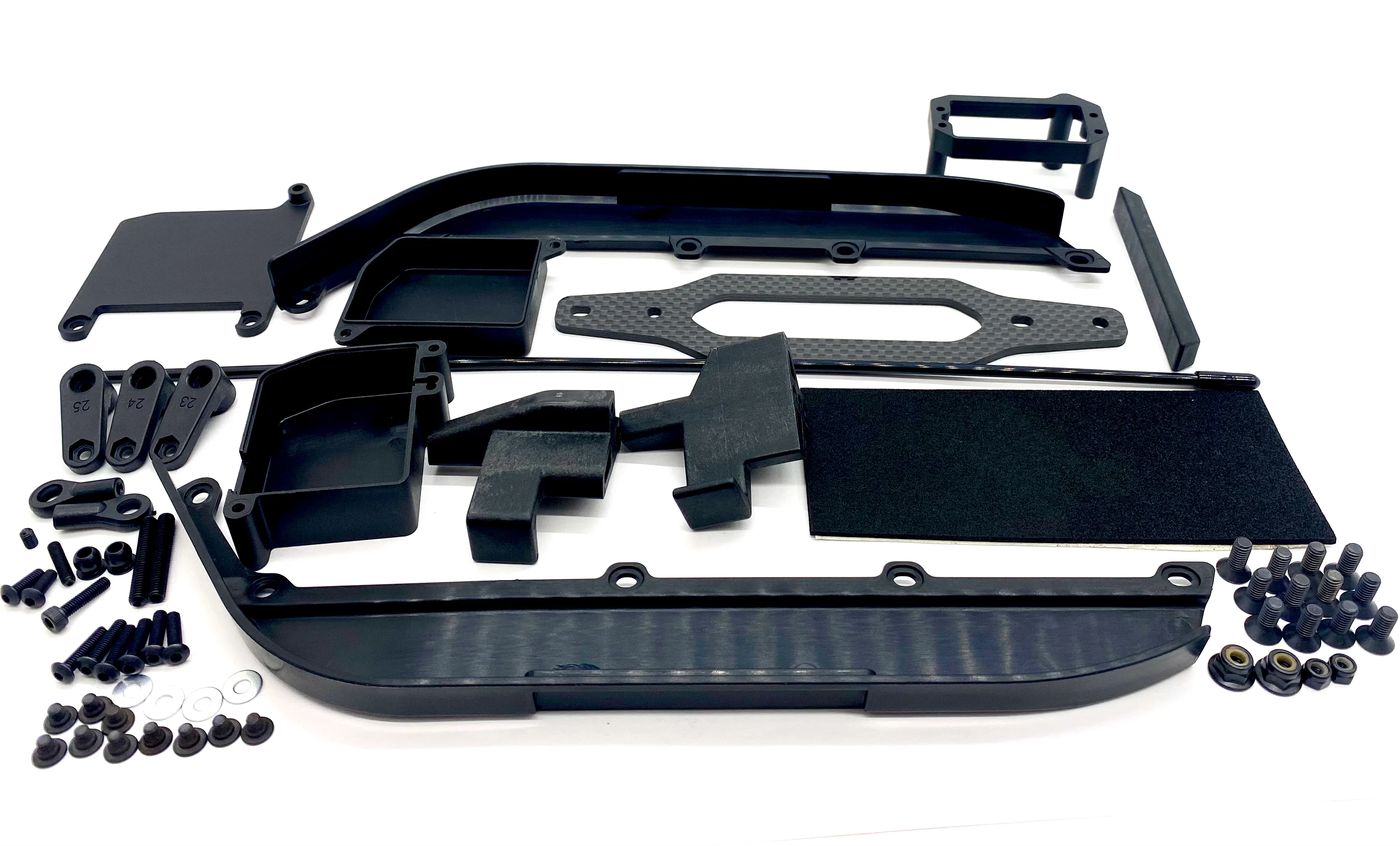 HB Racing E8 WS - SIDE Mud Guards, radio tray, btty strap & holder, antenna d819 204855