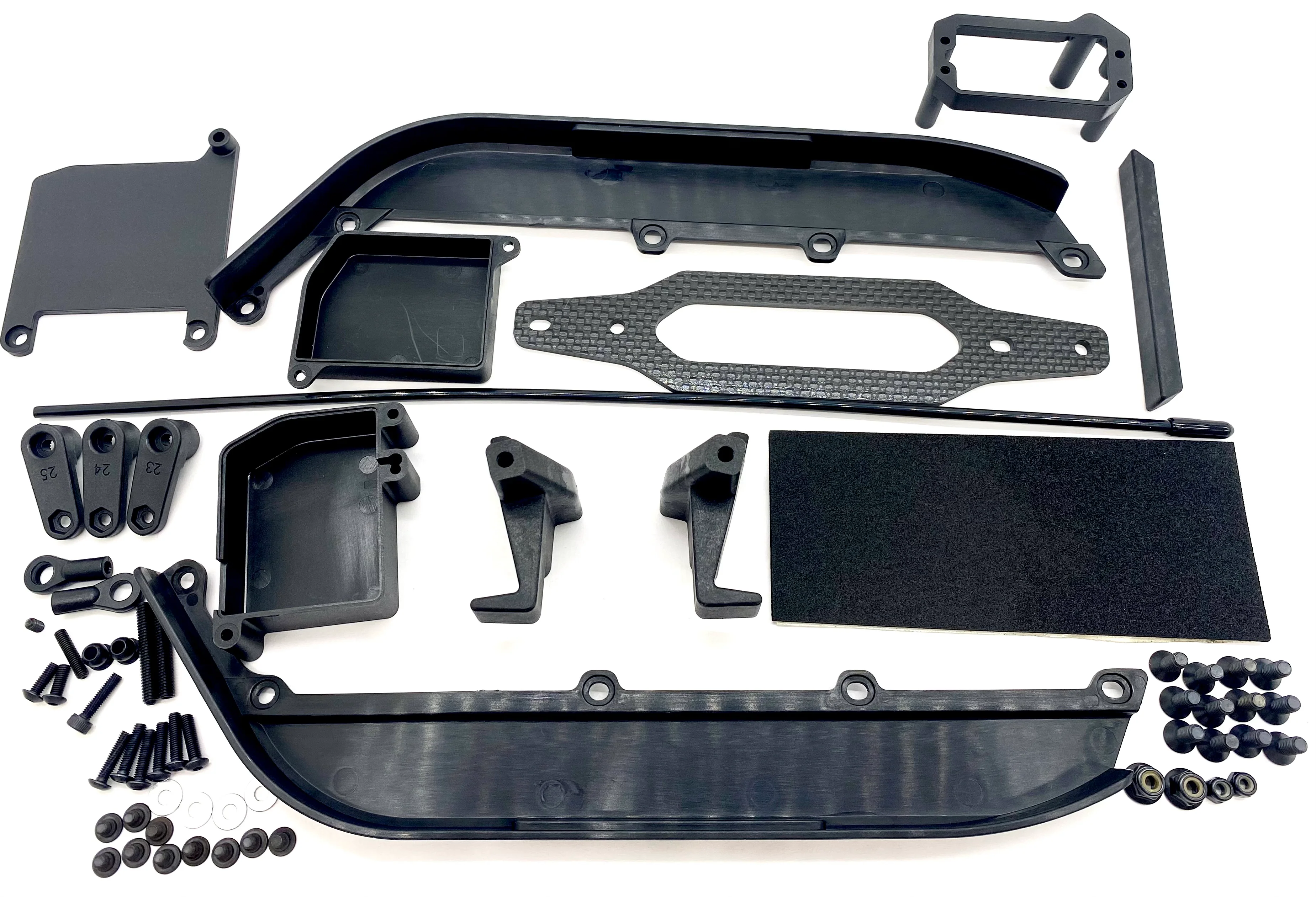 HB Racing E8 WS - SIDE Mud Guards, radio tray, btty strap & holder, antenna d819 204855 - Image 3