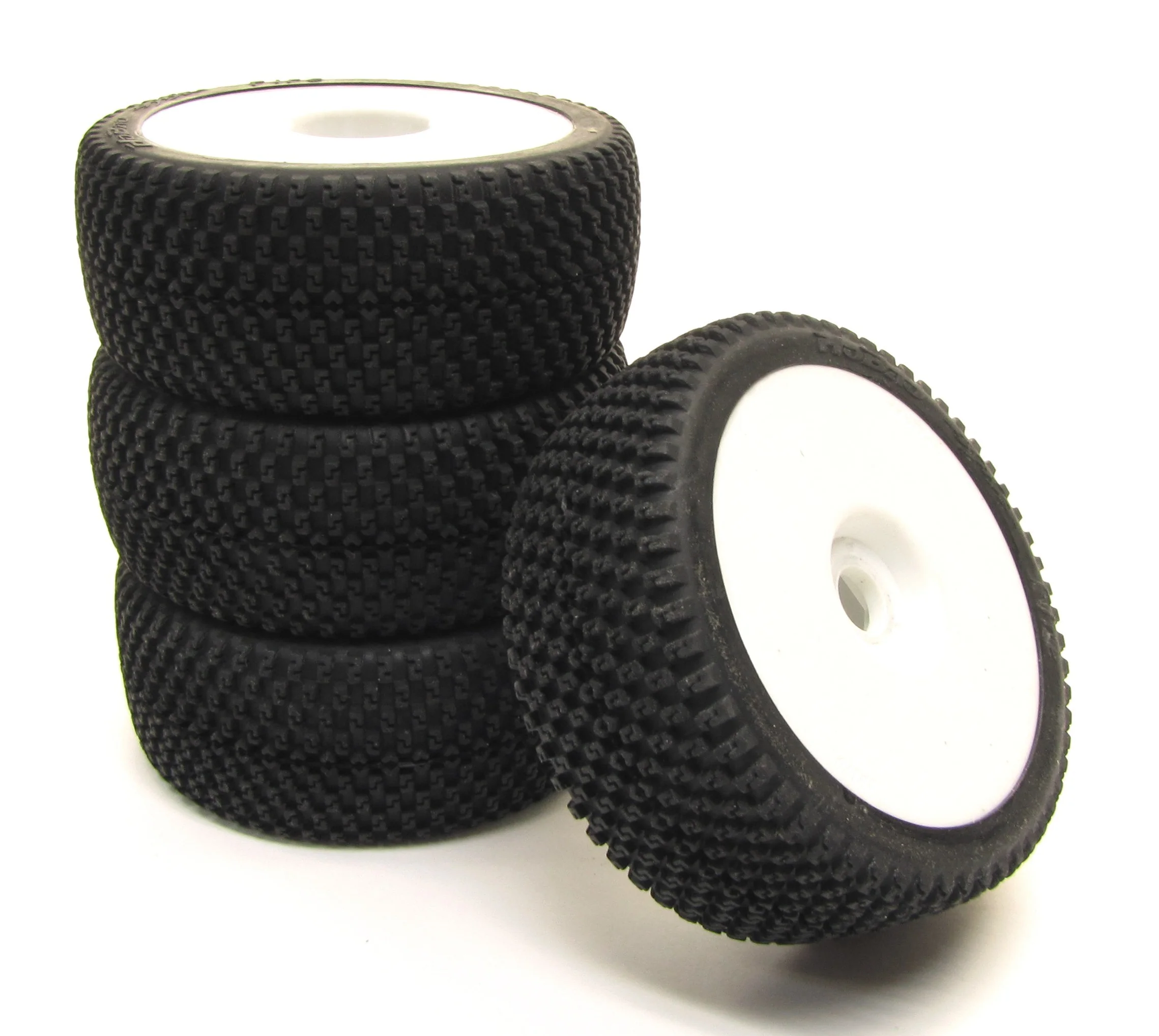 HoBao 1/8 Hyper SS - TIRES (Set of 4 Glued White Wheels Rims Tyres 90029) HB-SS-C28