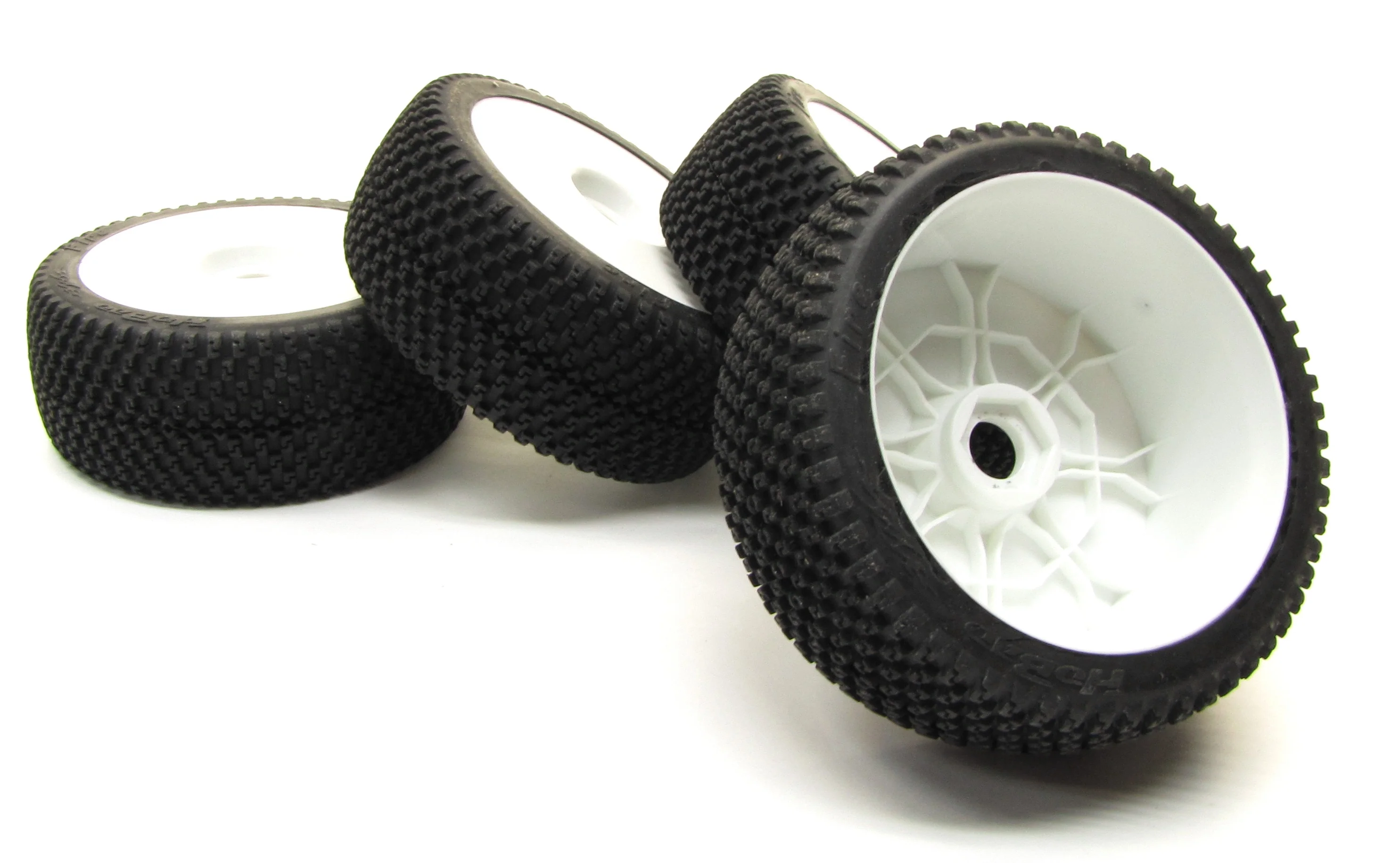 HoBao 1/8 Hyper SS - TIRES (Set of 4 Glued White Wheels Rims Tyres 90029) HB-SS-C28 - Image 2
