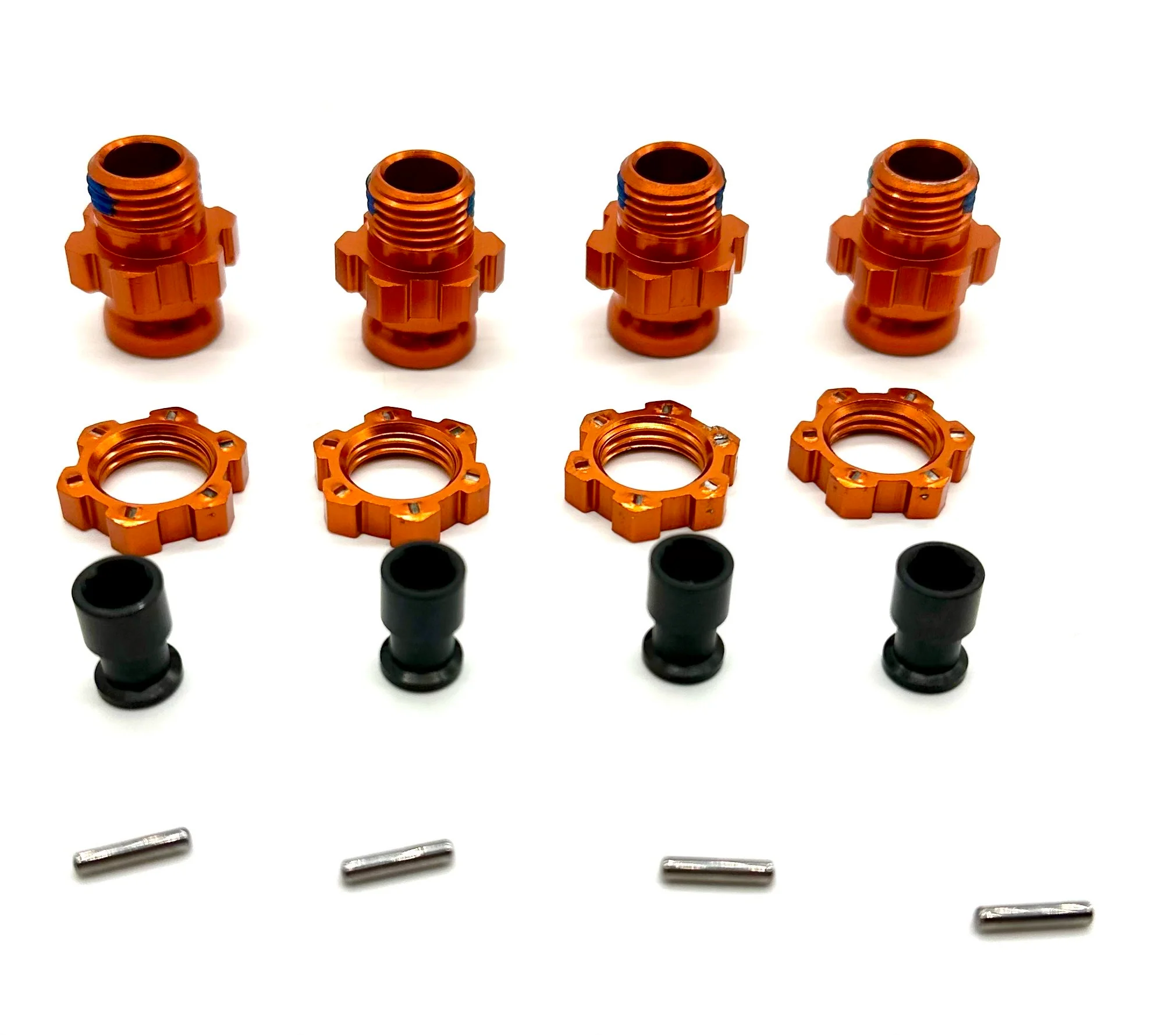 Jato 4x4 VXL 17mm WHEEL hubs HEXES, axle barrels, pins nuts ORANGE Traxxas 90386-4 - Image 3