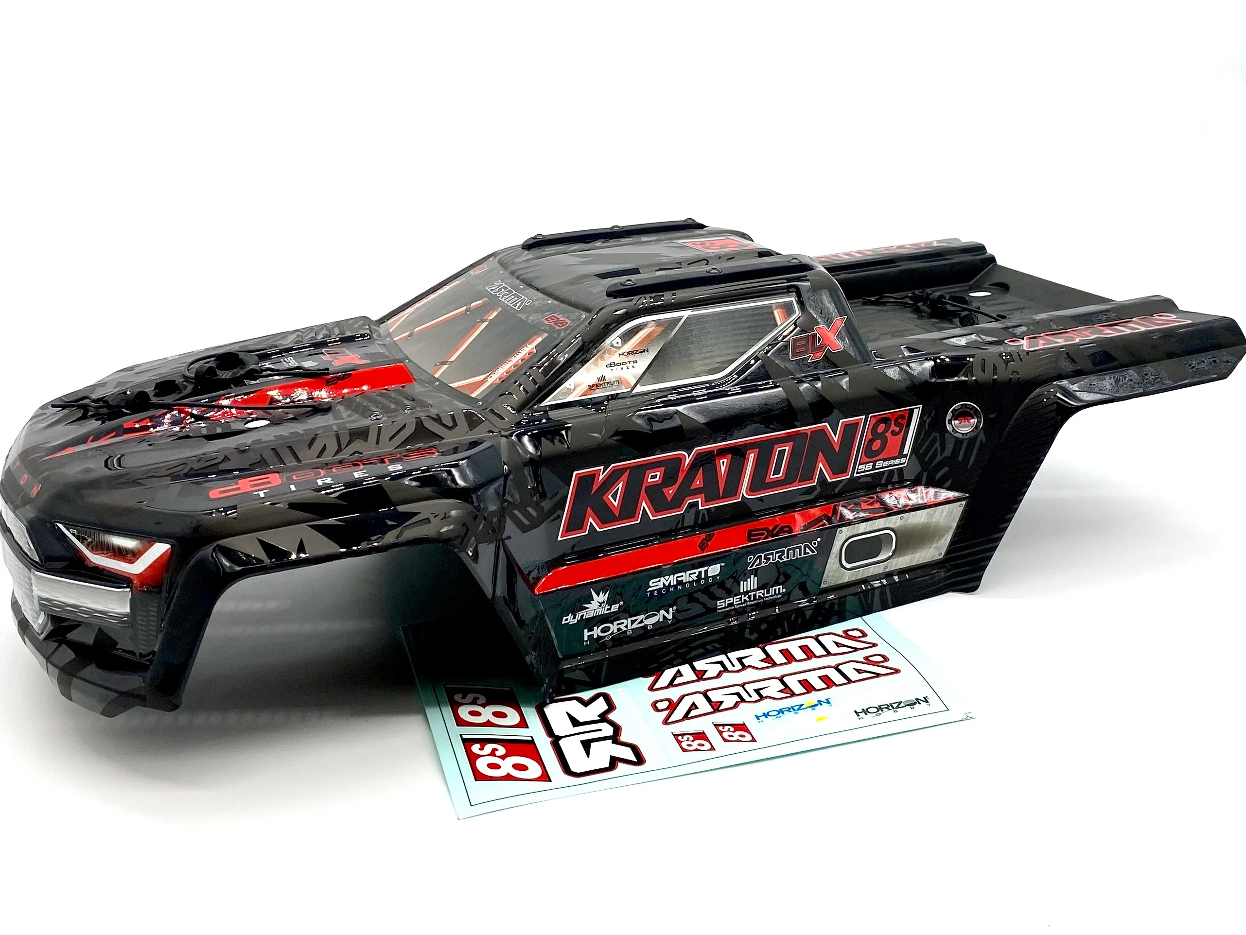 KRATON 8S EXB - Body Shell (V2 Black polycarbonate cover & Body Pins Arrma ARA5808V2