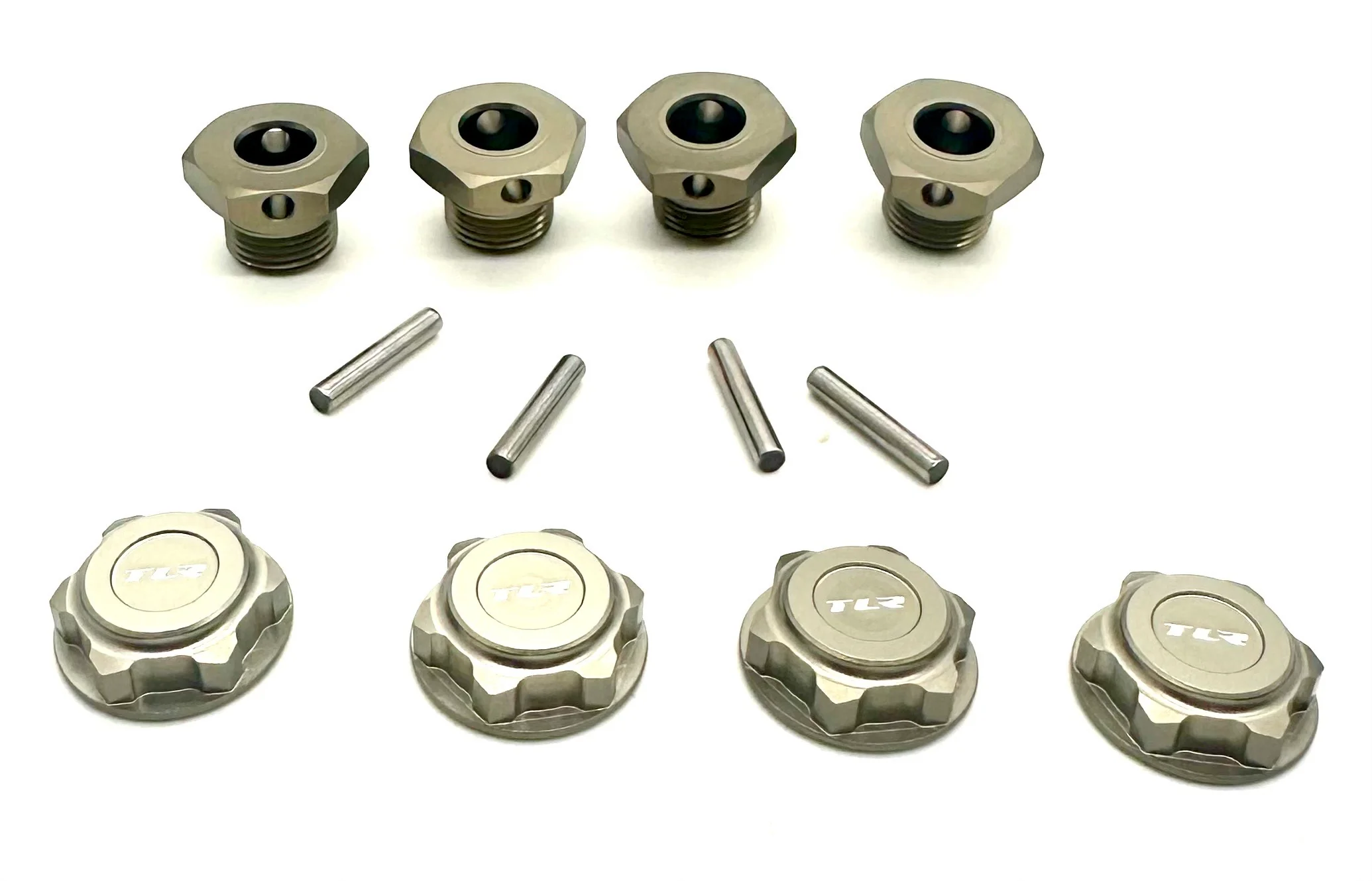 Losi 8IGHT-X/E 2.0 Buggy - 17mm HEXES (wheel, gunmetal w/ serated covered nuts TLR04012 - Image 2