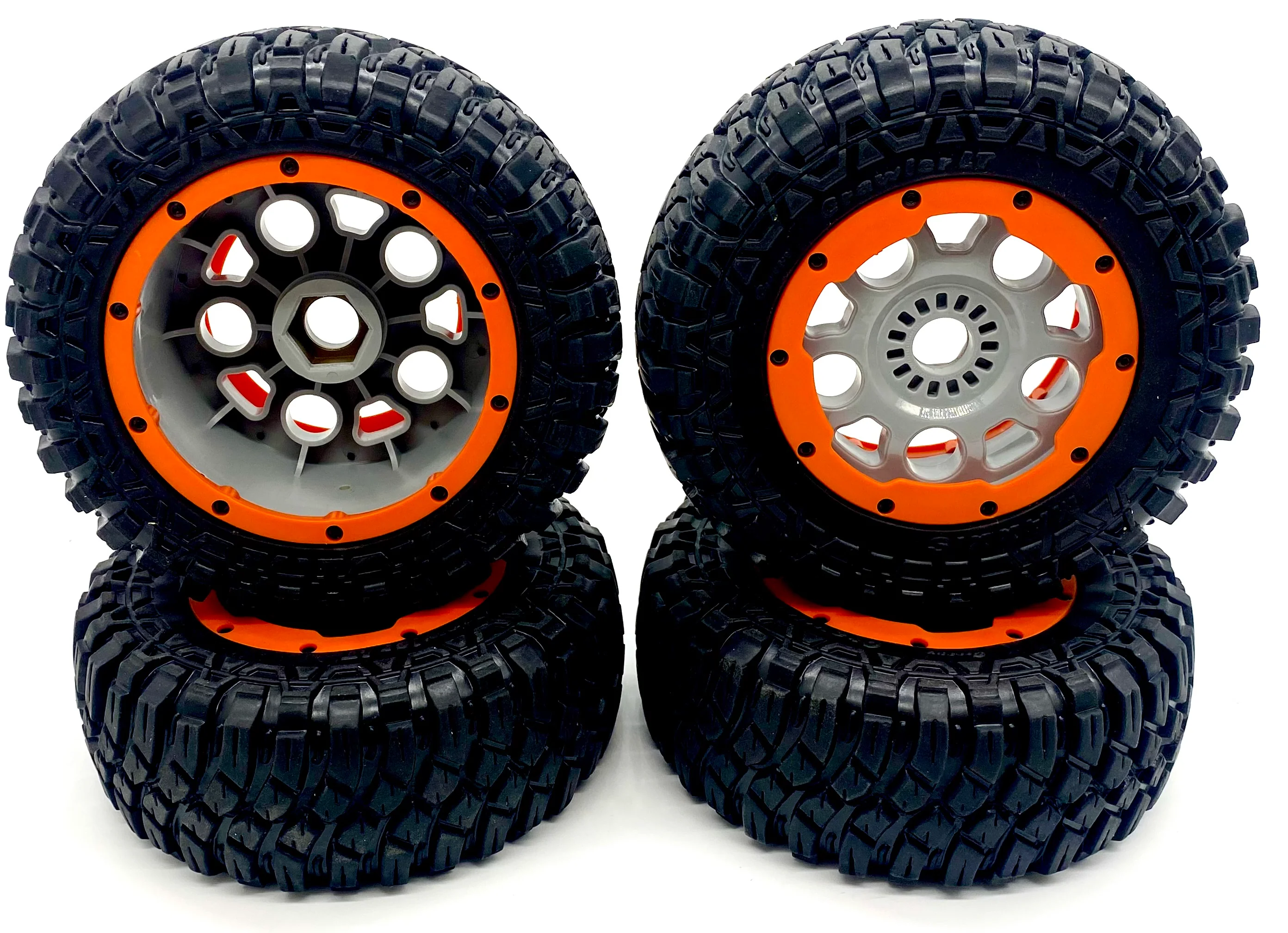 Losi DBXL-E - Wheels & Tires (Front/Rear Beadlock, 24mm Hex, Silver/Orange LOS05020V2 - Image 3