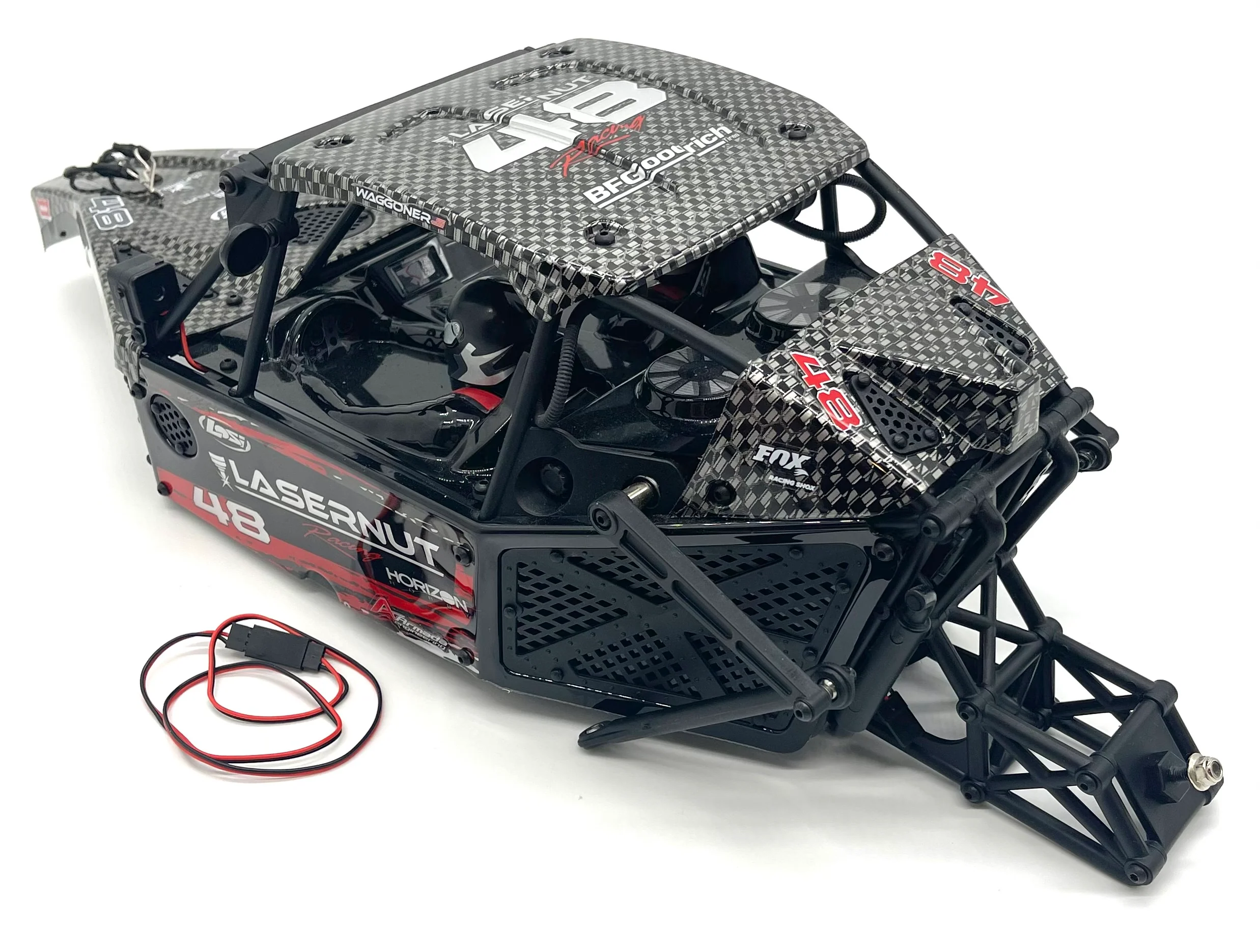 Losi LASERNUT U4 - Body (Black) Tire Rack, body set Cage Buggy LOS03028 - Image 3