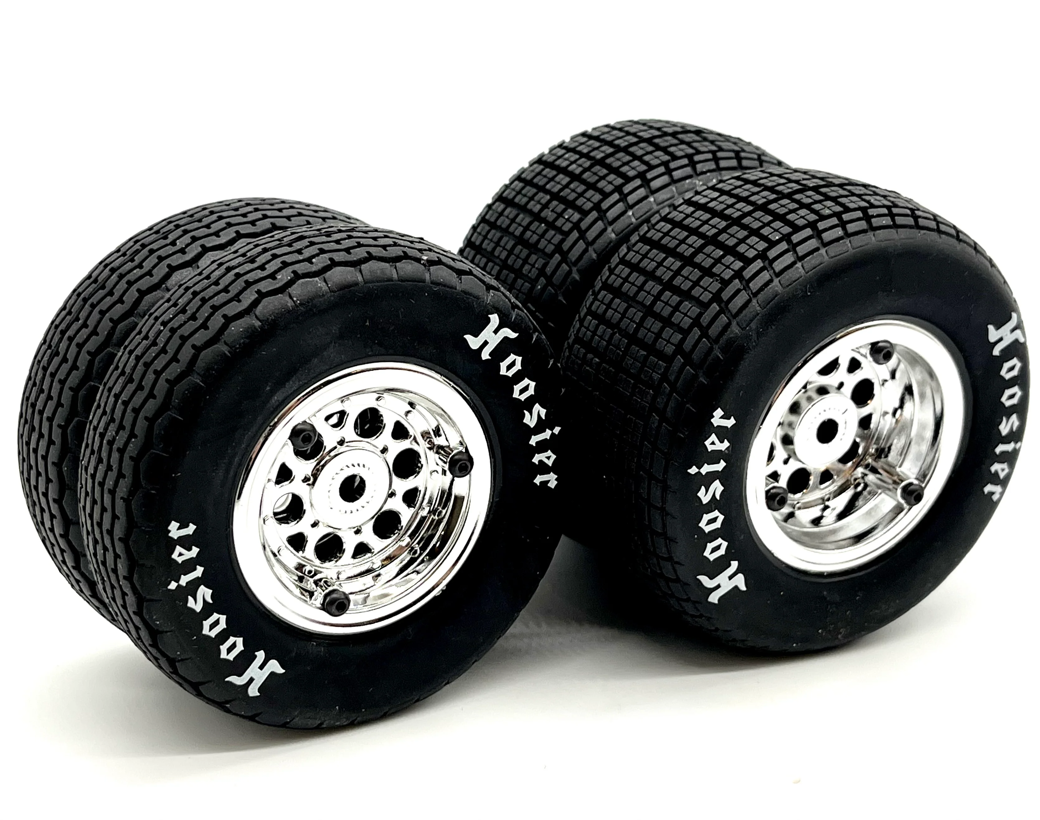 Losi 22s SPRINT - Wheels & Tires (Chrome Wheels with Hoosier Tire, assembled LOS-1387 - Image 4