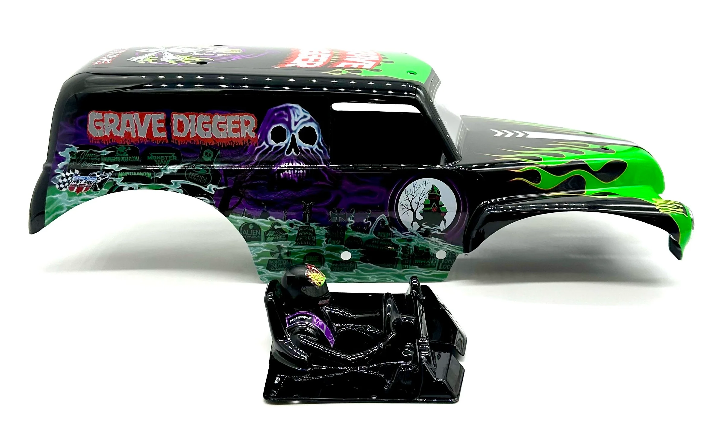 Losi LMT Grave Digger 2.0 BODY GREEN shell monster truck LOS04028 - Image 4