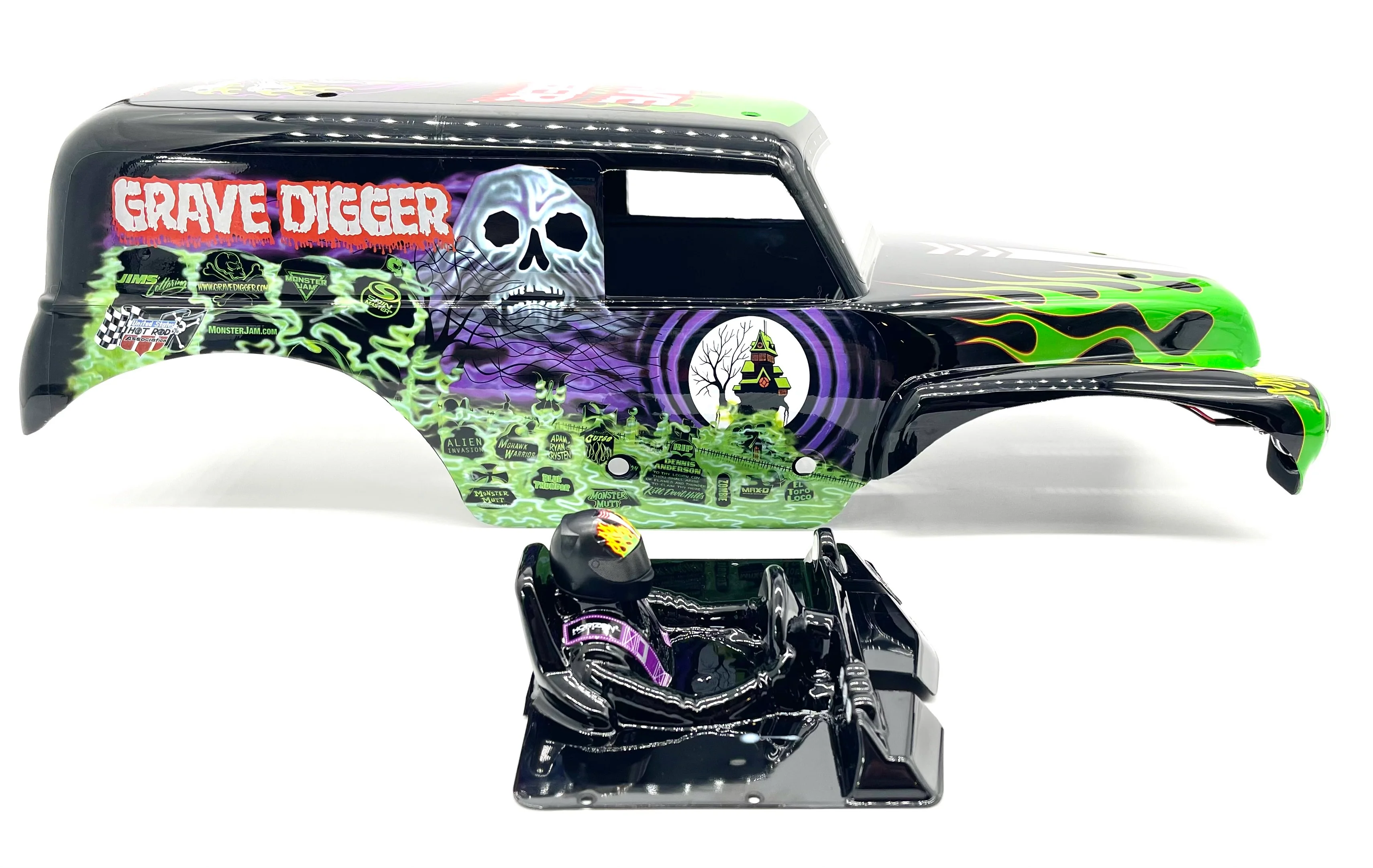 Losi LMT Grave Digger BODY GREEN shell monster truck LOS04021T1 - Image 4