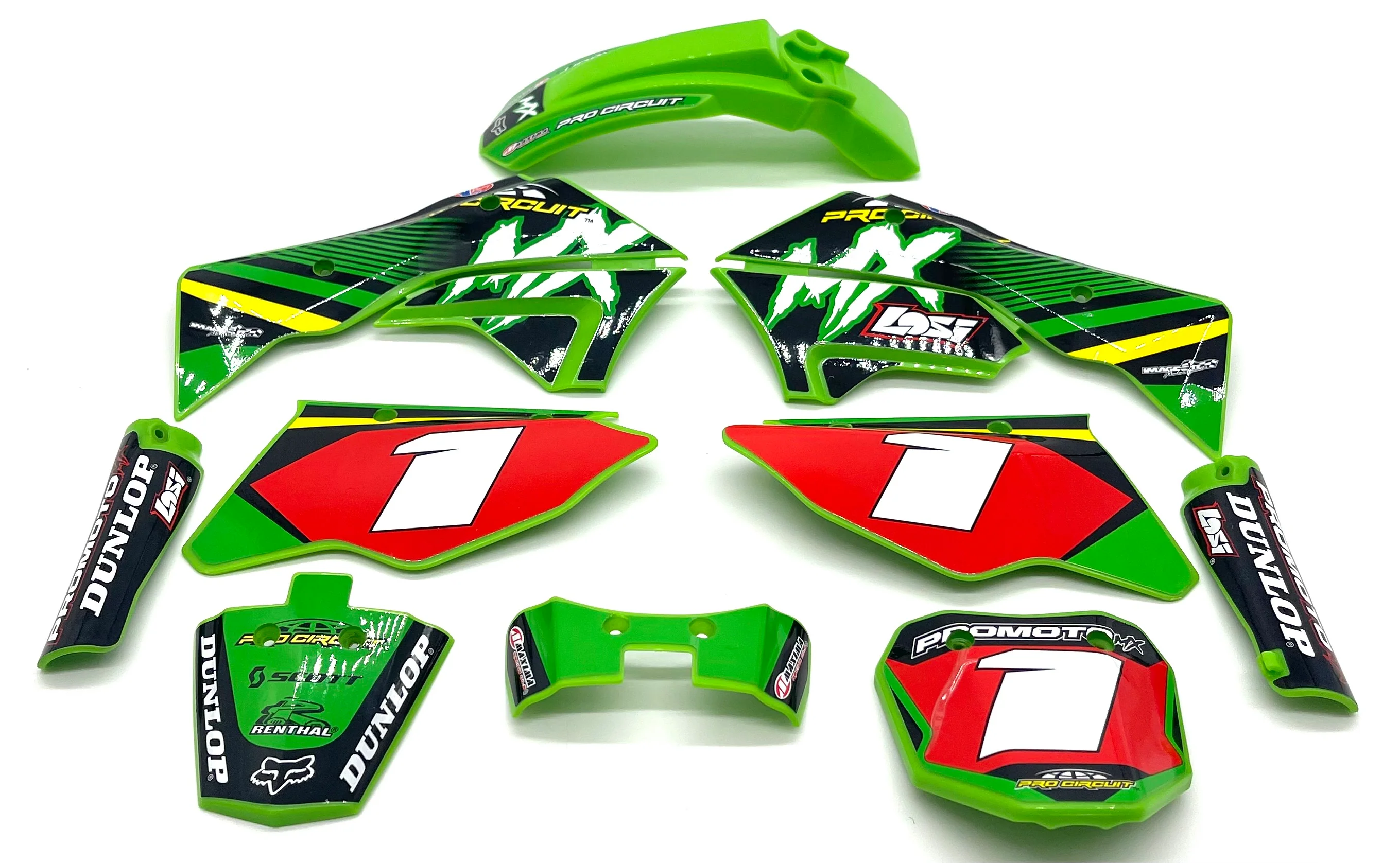 Losi Promoto - Body Plastics Green wrapped, fairing parts LOS06000 - Image 3