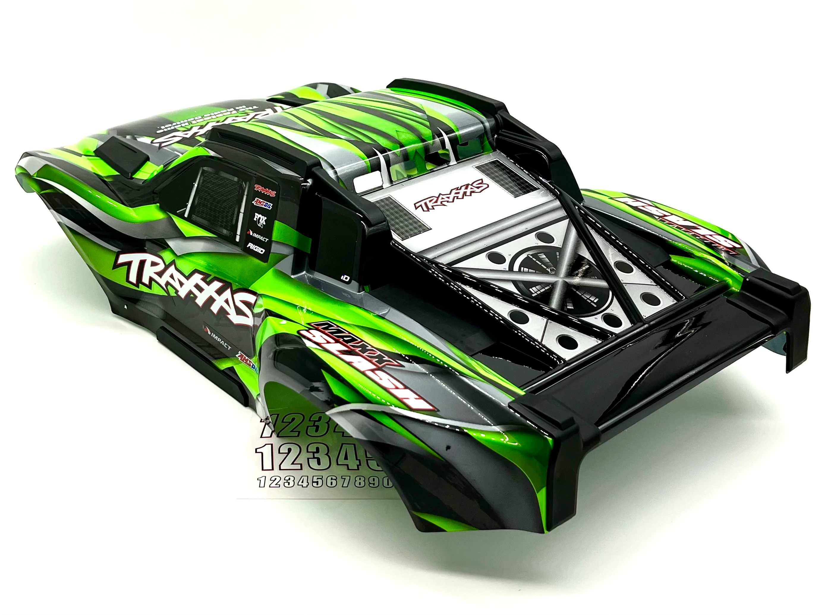 Maxx Slash BODY cover Shell (GREEN Painted ProGraphics, clipless Traxxas 102076-4 - Image 3