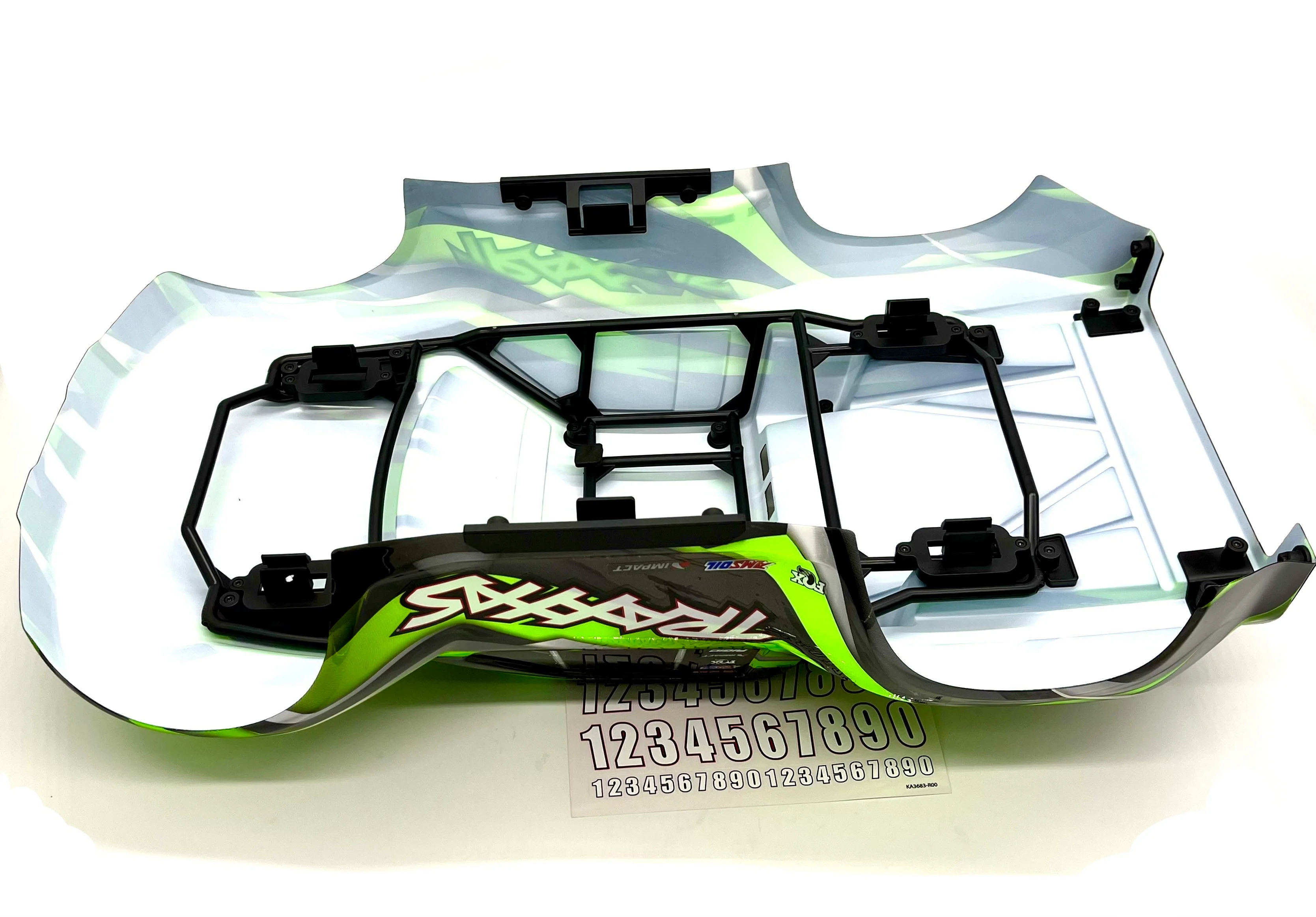 Maxx Slash BODY cover Shell (GREEN Painted ProGraphics, clipless Traxxas 102076-4 - Image 4