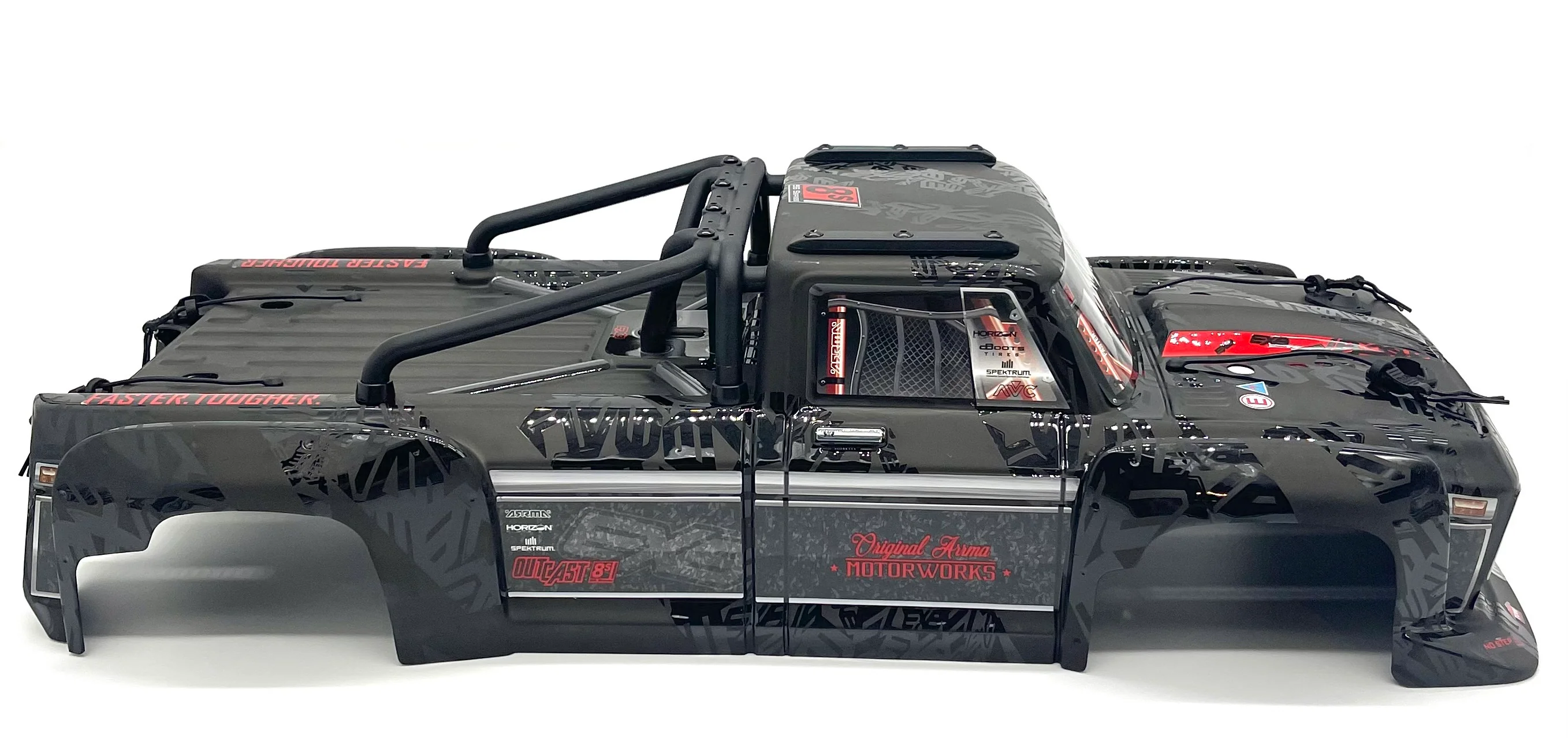 OUTCAST 8S EXB - Body Shell (BLACK polycarbonate cover & Body Pins Arrma ARA5210V2 - Image 4