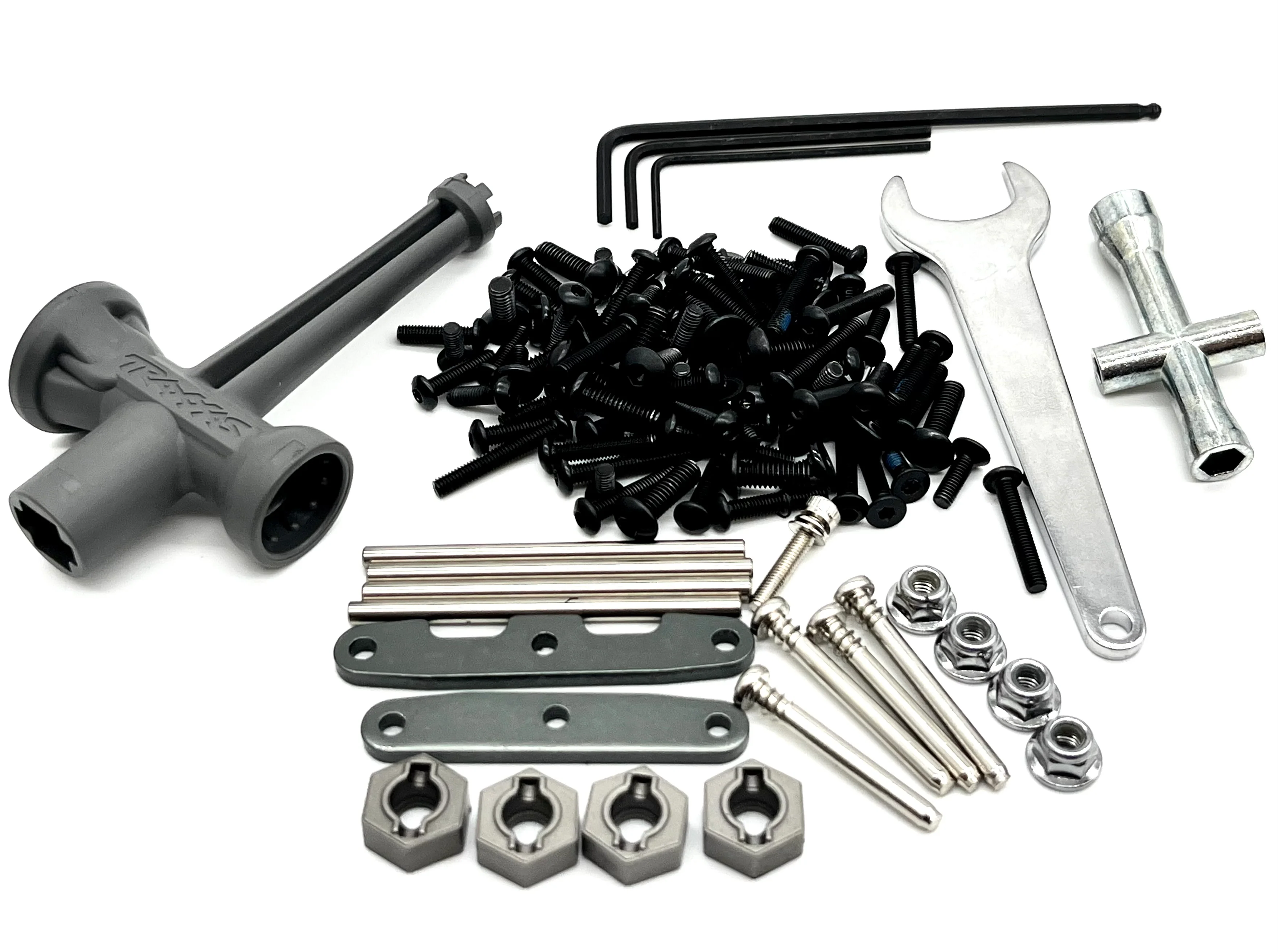 Raptor R Ultimate SCREWS and TOOLS, gray braces, pins, hardware Traxxas 101177-4