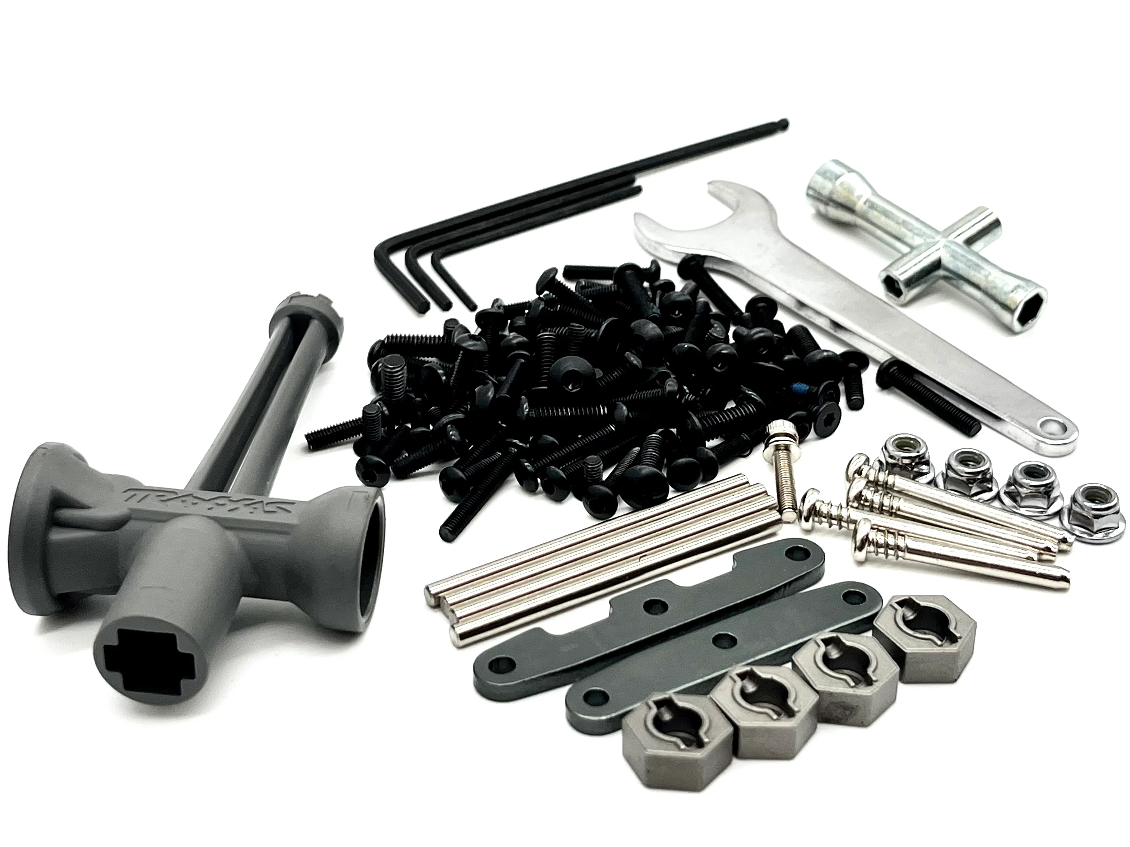 Raptor R Ultimate SCREWS and TOOLS, gray braces, pins, hardware Traxxas 101177-4 - Image 2