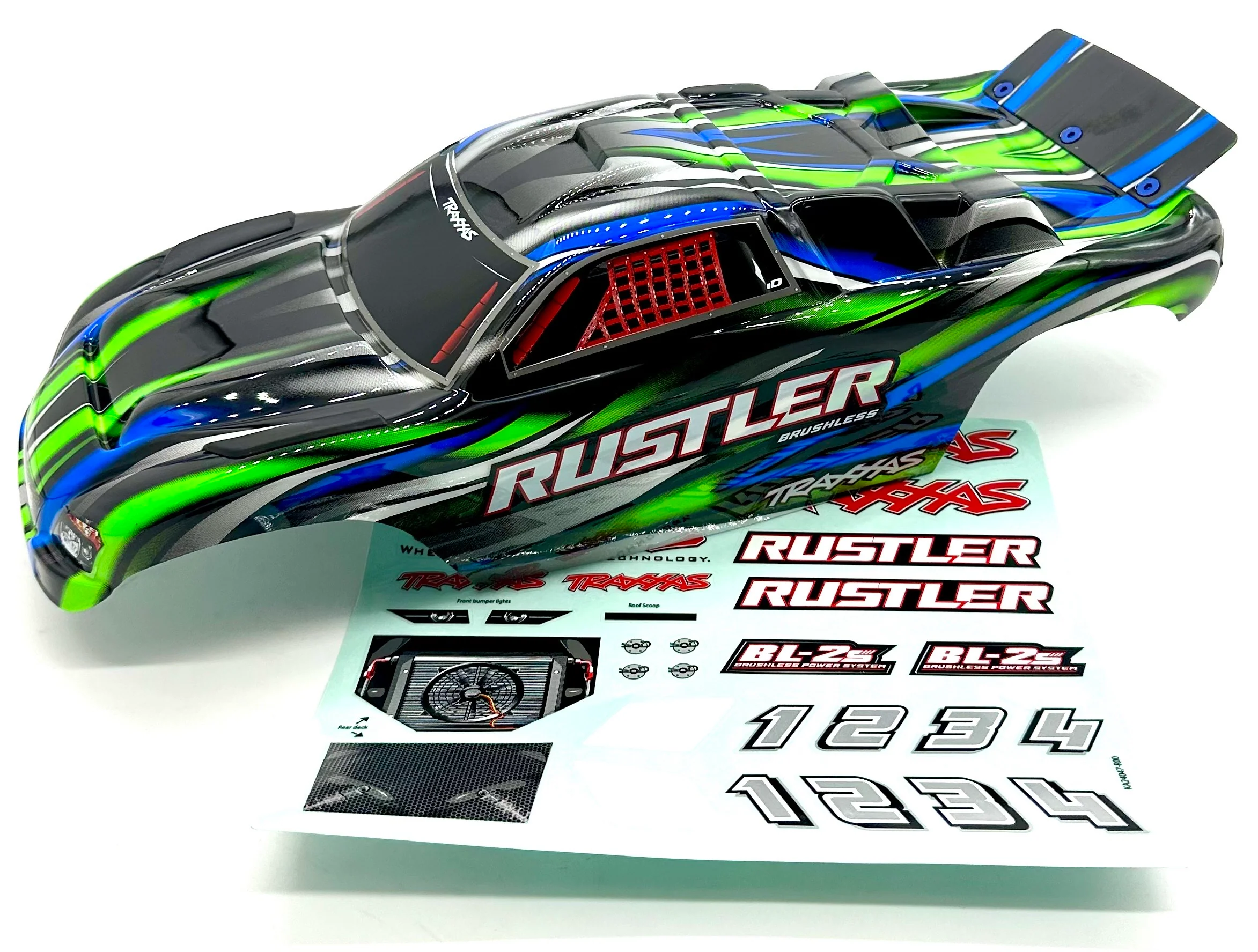 Rustler 2WD BL-2s BODY (GREEN) cover shell painted clipless 37354-4