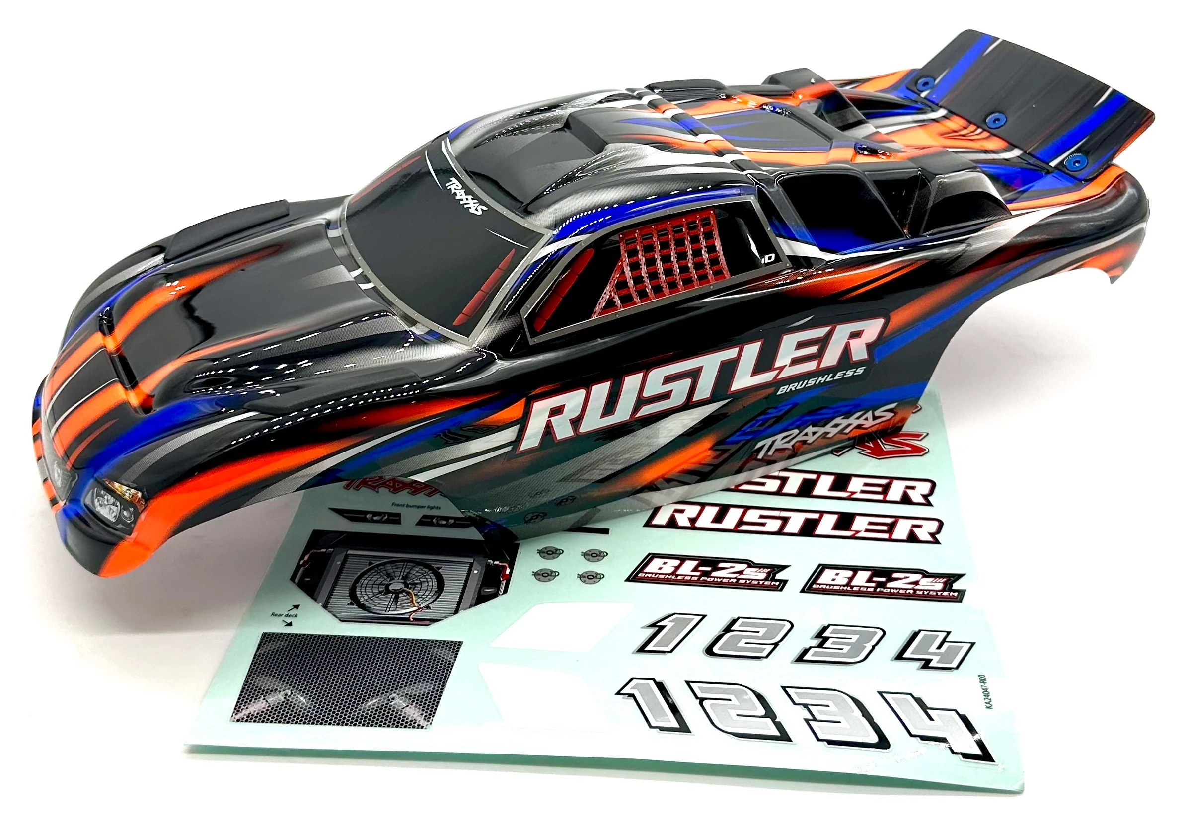 Rustler 2WD BL-2s BODY (Orange) cover shell painted clipless 37354-4