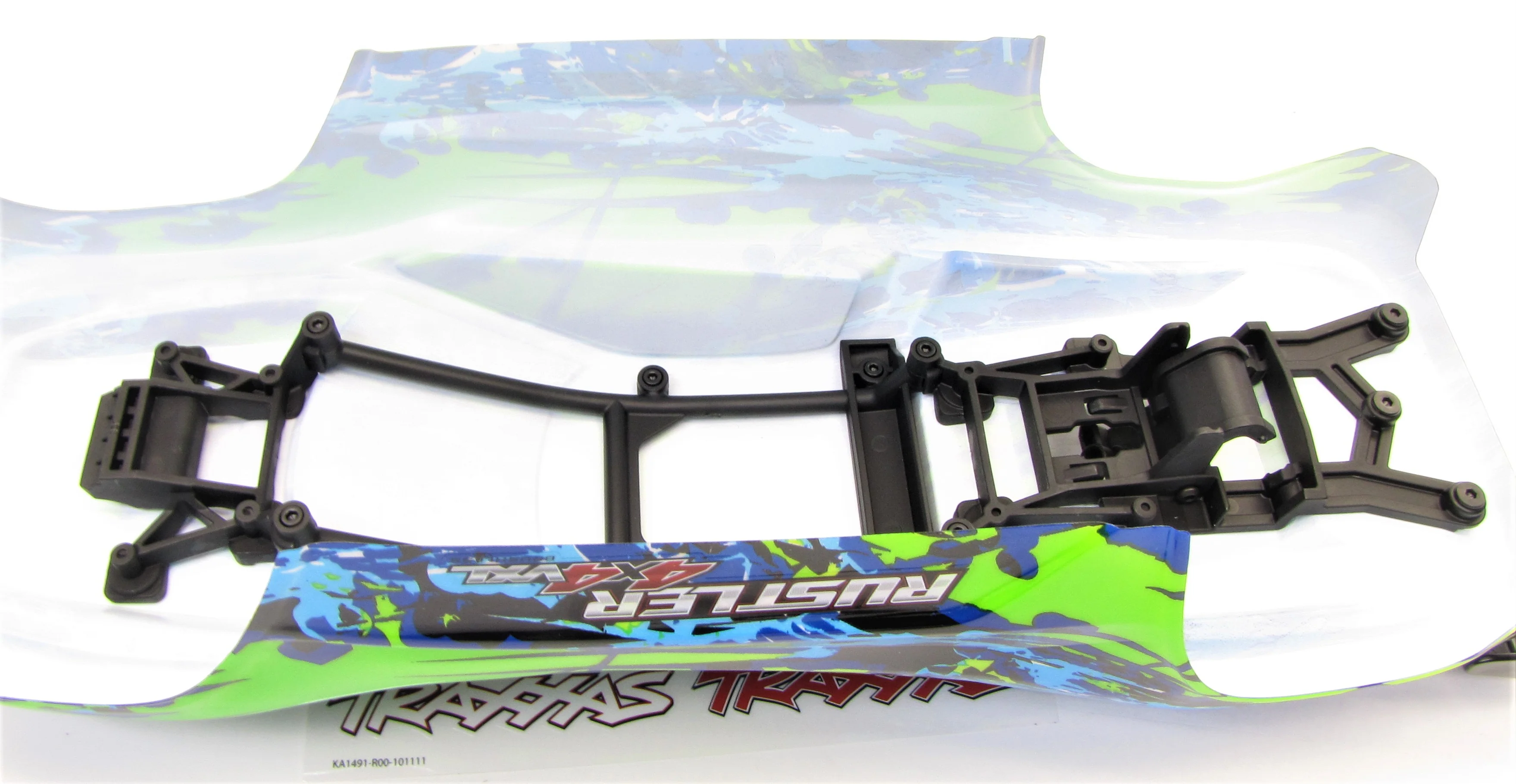 RUSTLER 4x4 BODY Shell (GREEN & Blue Cover Shell decals clipless mount VXL 67076-4 - Image 4