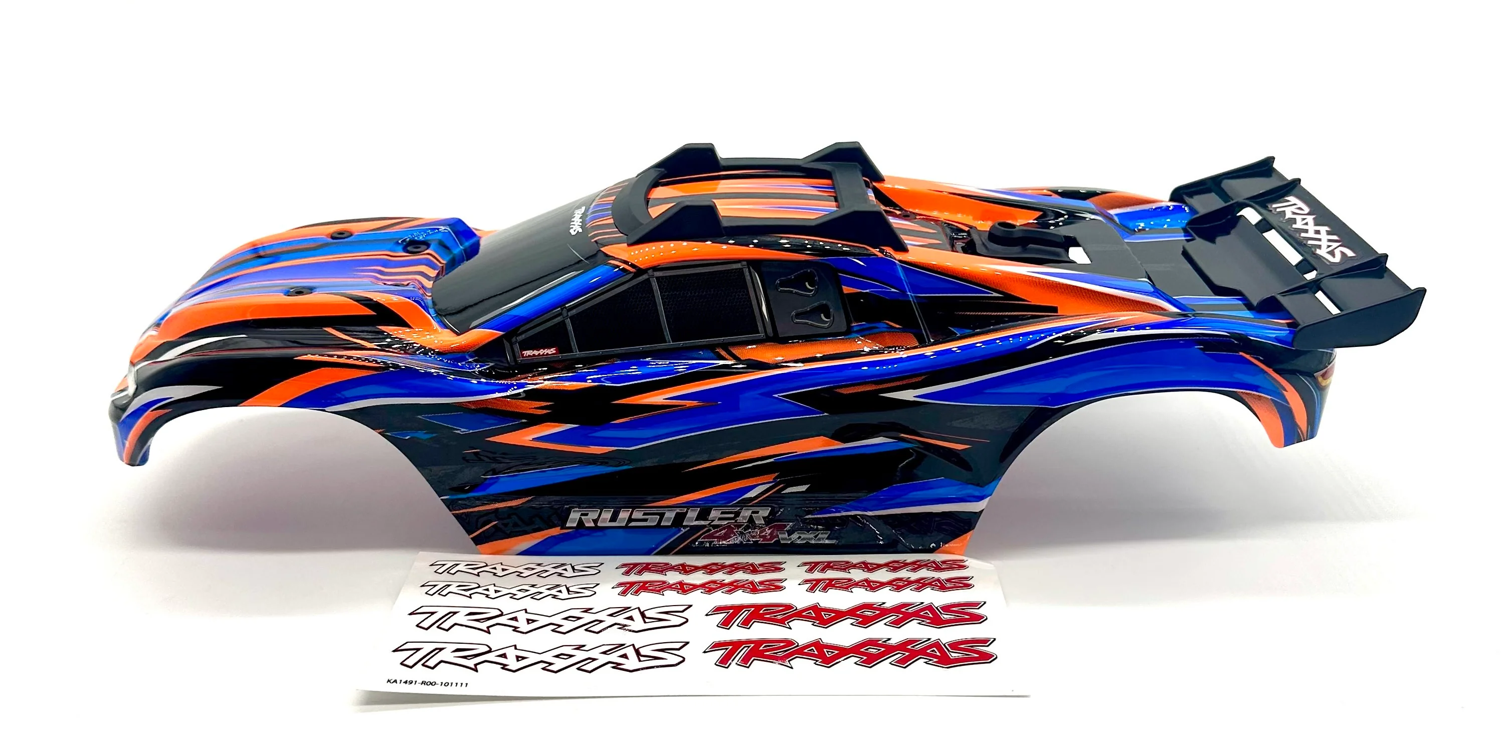 RUSTLER 4x4 BODY Shell (ORANGE blue 2026 Shell decals clipless VXL 67376-4