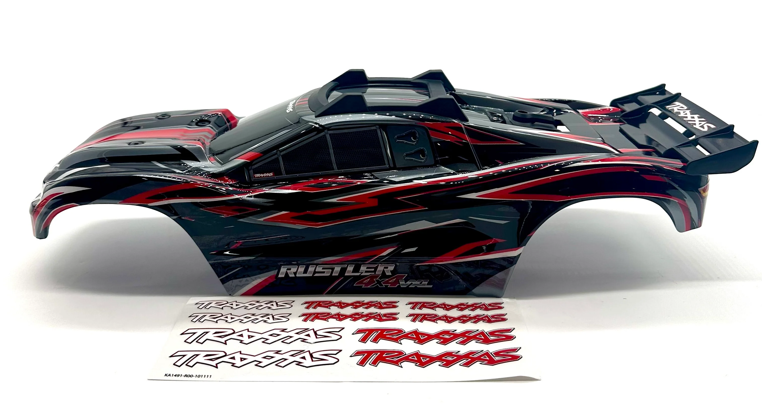 RUSTLER 4x4 BODY Shell (RED black 2026 Shell decals clipless VXL 67376-4