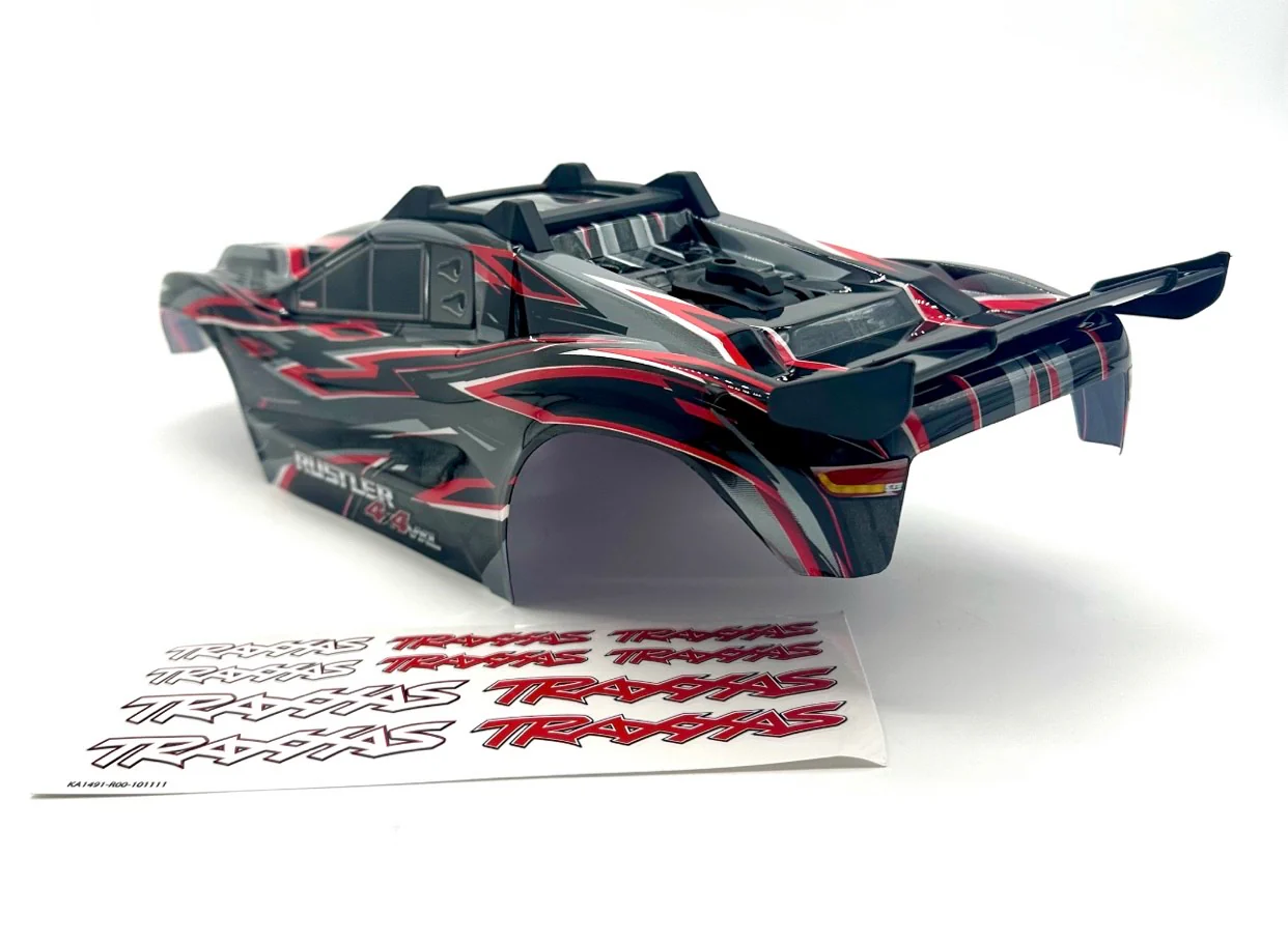 RUSTLER 4x4 BODY Shell (RED black 2026 Shell decals clipless VXL 67376-4 - Image 2